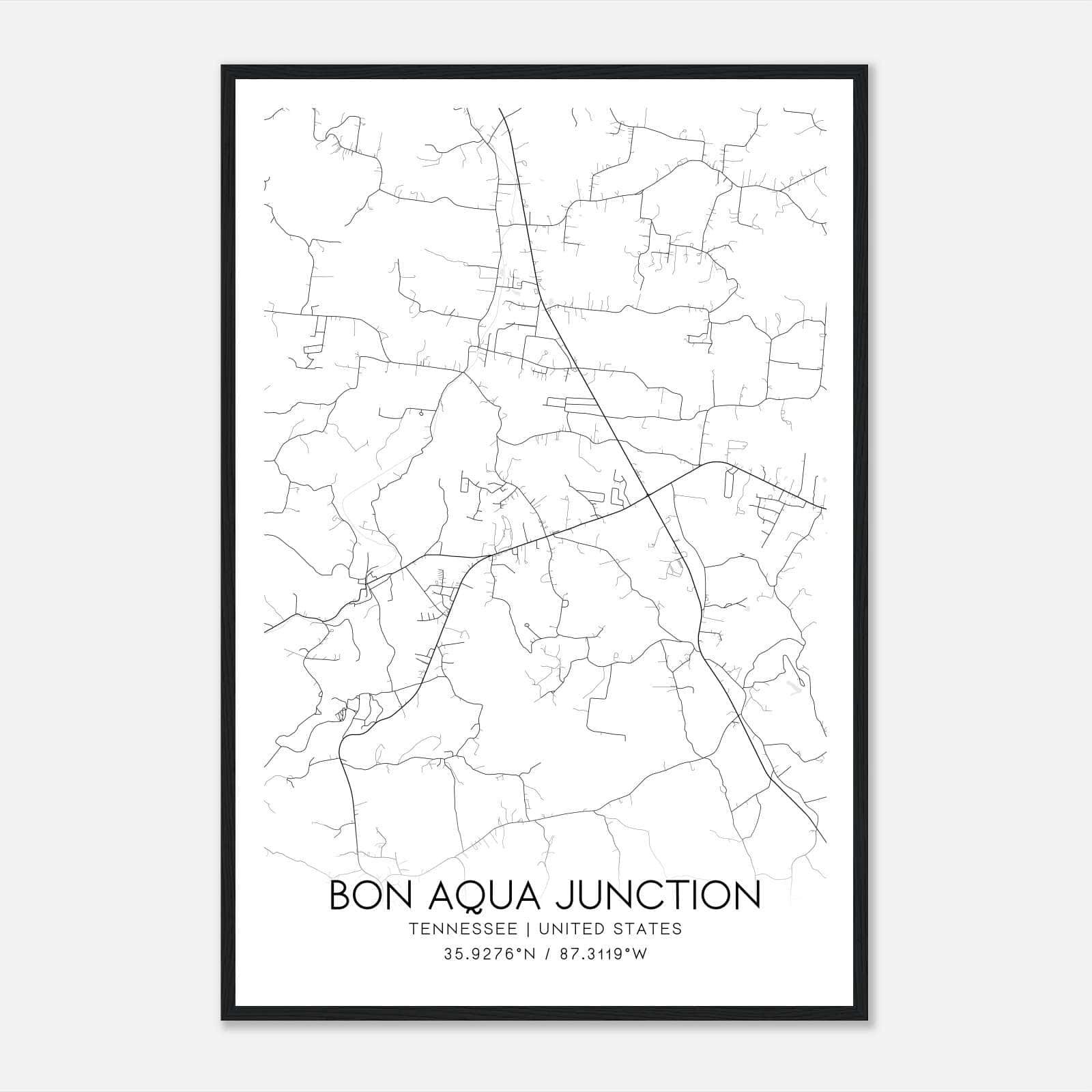 Bon Aqua Junction Tennessee Map Poster, Modern Home Decor Wall Art Print Bon Aqua Junction Tennessee Map Poster, Modern Home Decor Wall Art Print