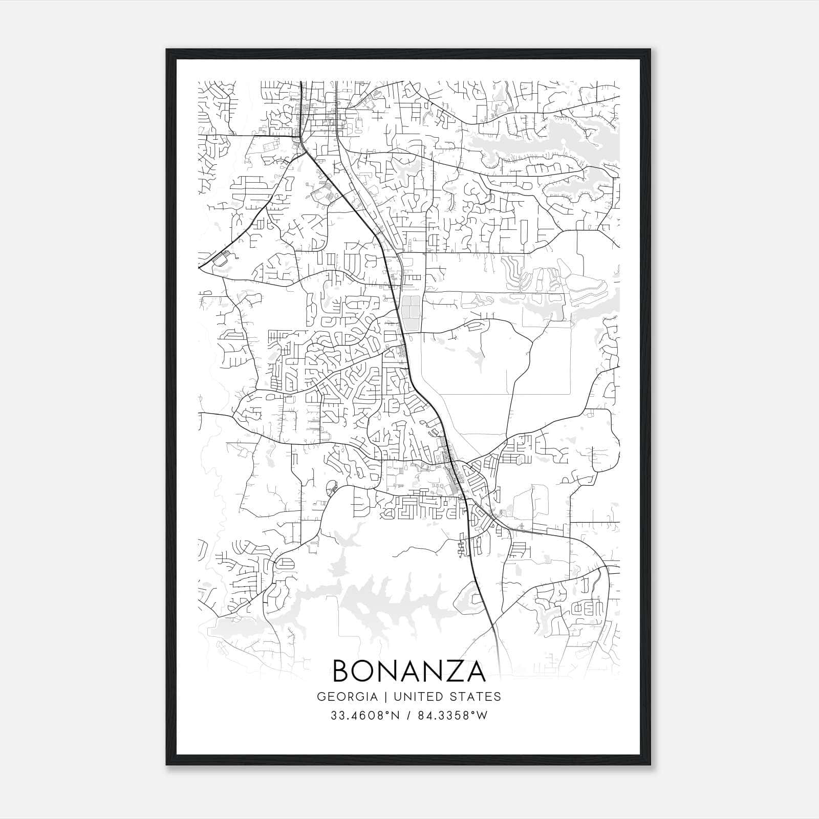 Bonanza Georgia Map Poster, Modern Home Decor Wall Art Print Bonanza Georgia Map Poster, Modern Home Decor Wall Art Print