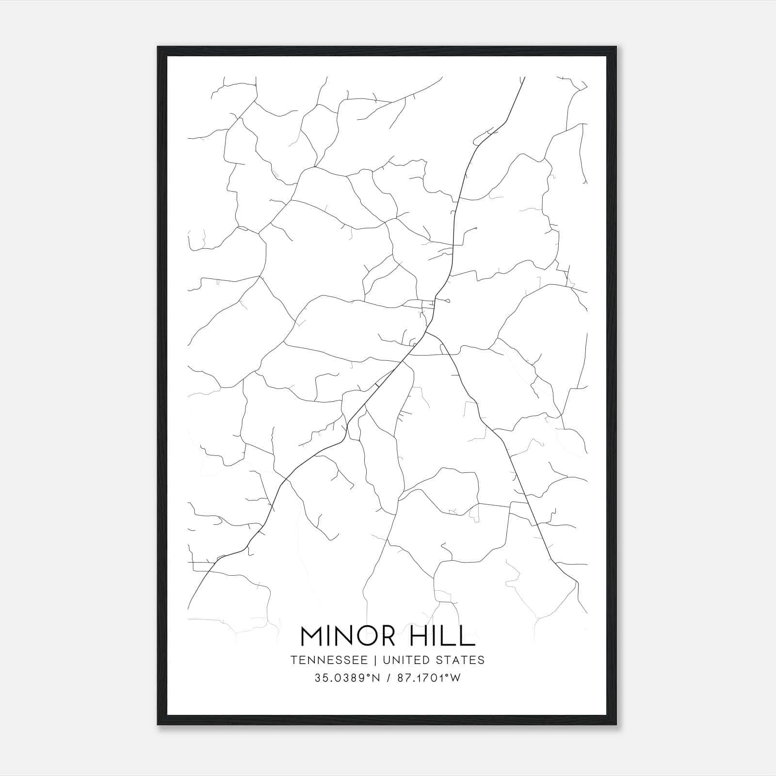 Minor Hill Tennessee Map Poster, Modern Home Decor Wall Art Print Minor Hill Tennessee Map Poster, Modern Home Decor Wall Art Print