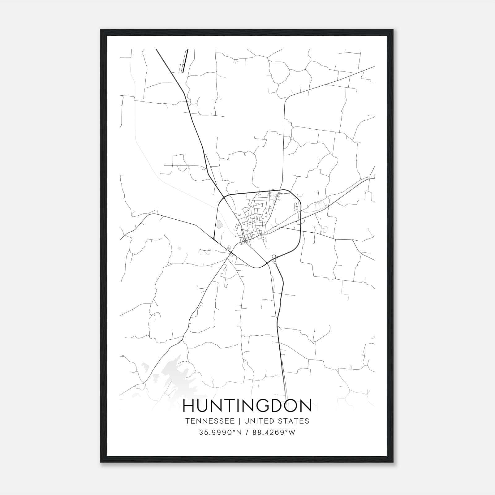 Huntingdon Tennessee Map Poster, Modern Home Decor Wall Art Print Huntingdon Tennessee Map Poster, Modern Home Decor Wall Art Print