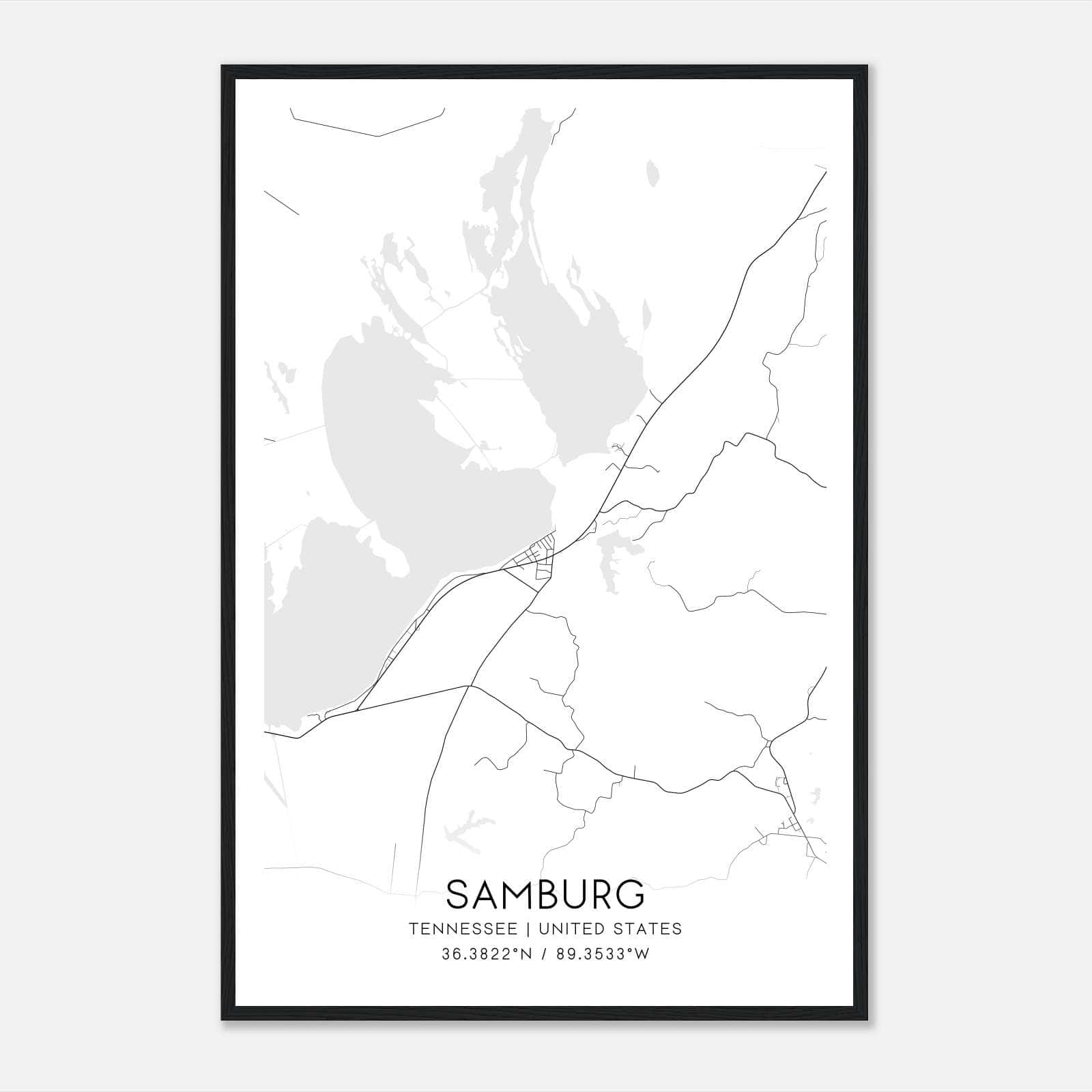 Samburg Tennessee Map Poster, Modern Home Decor Wall Art Print Samburg Tennessee Map Poster, Modern Home Decor Wall Art Print