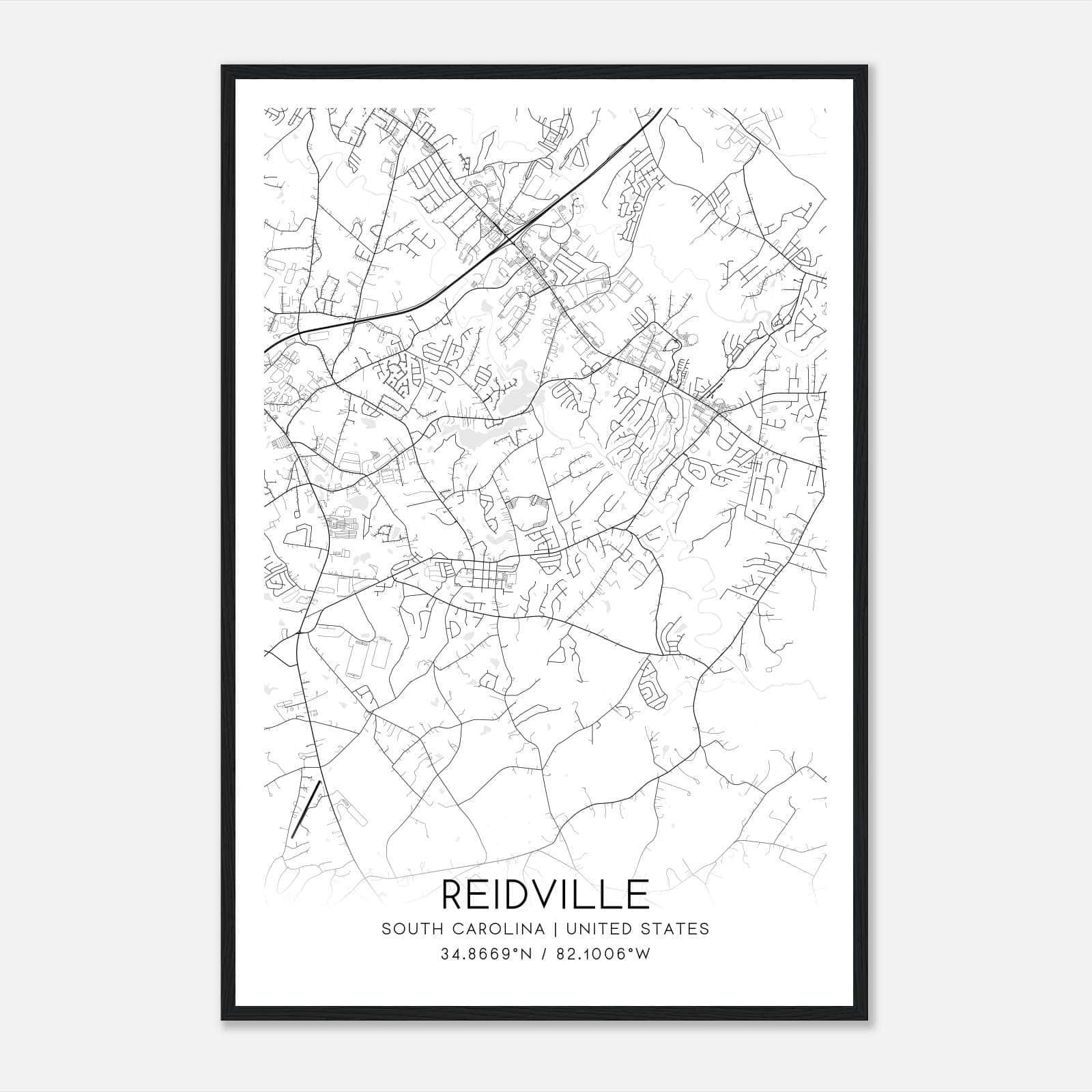 Reidville South Carolina Map Poster, Modern Home Decor Wall Art Print Reidville South Carolina Map Poster, Modern Home Decor Wall Art Print