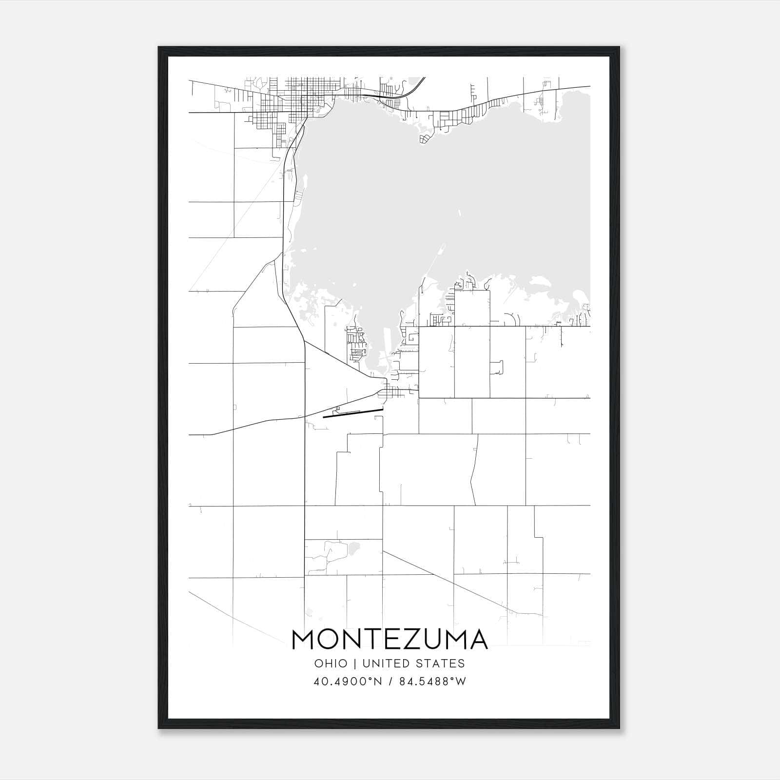 Montezuma Ohio Map Poster, Modern Home Decor Wall Art Print Montezuma Ohio Map Poster, Modern Home Decor Wall Art Print
