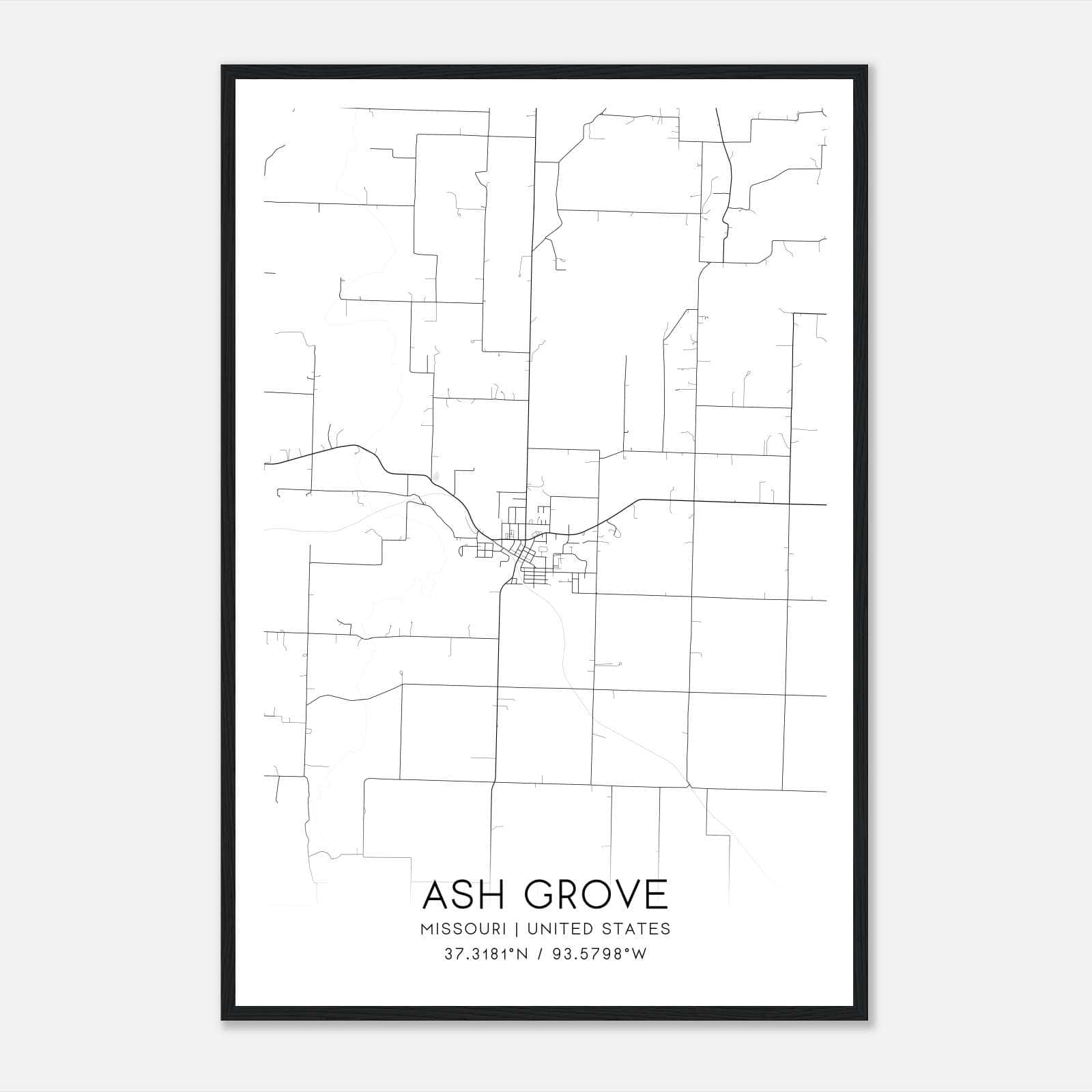 Ash Grove Missouri Map Poster, Modern Home Decor Wall Art Print Ash Grove Missouri Map Poster, Modern Home Decor Wall Art Print