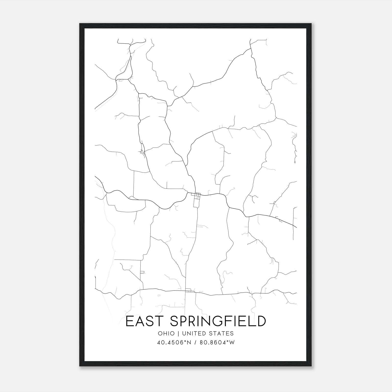 East Springfield Ohio Map Poster, Modern Home Decor Wall Art Print East Springfield Ohio Map Poster, Modern Home Decor Wall Art Print