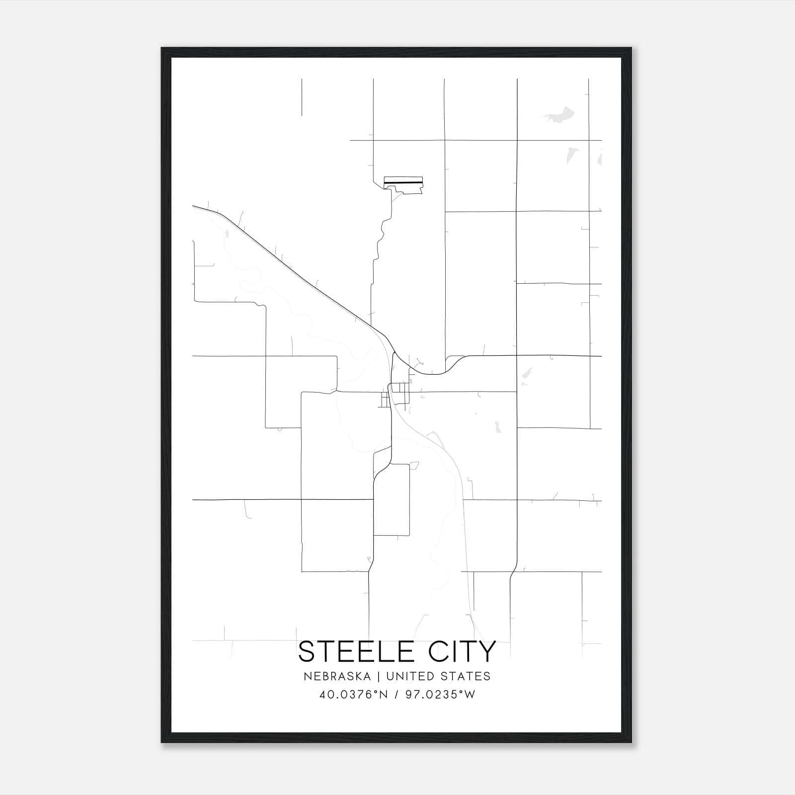 Steele City Nebraska Map Poster, Modern Home Decor Wall Art Print Steele City Nebraska Map Poster, Modern Home Decor Wall Art Print