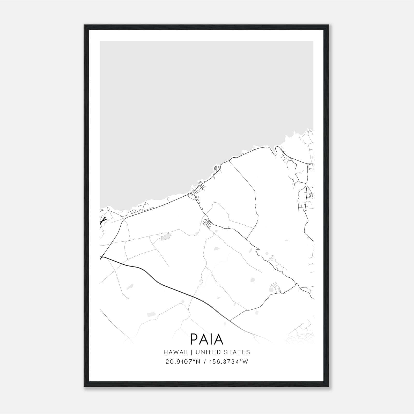 Paia Hawaii Map Poster, Modern Home Decor Wall Art Print Paia Hawaii Map Poster, Modern Home Decor Wall Art Print
