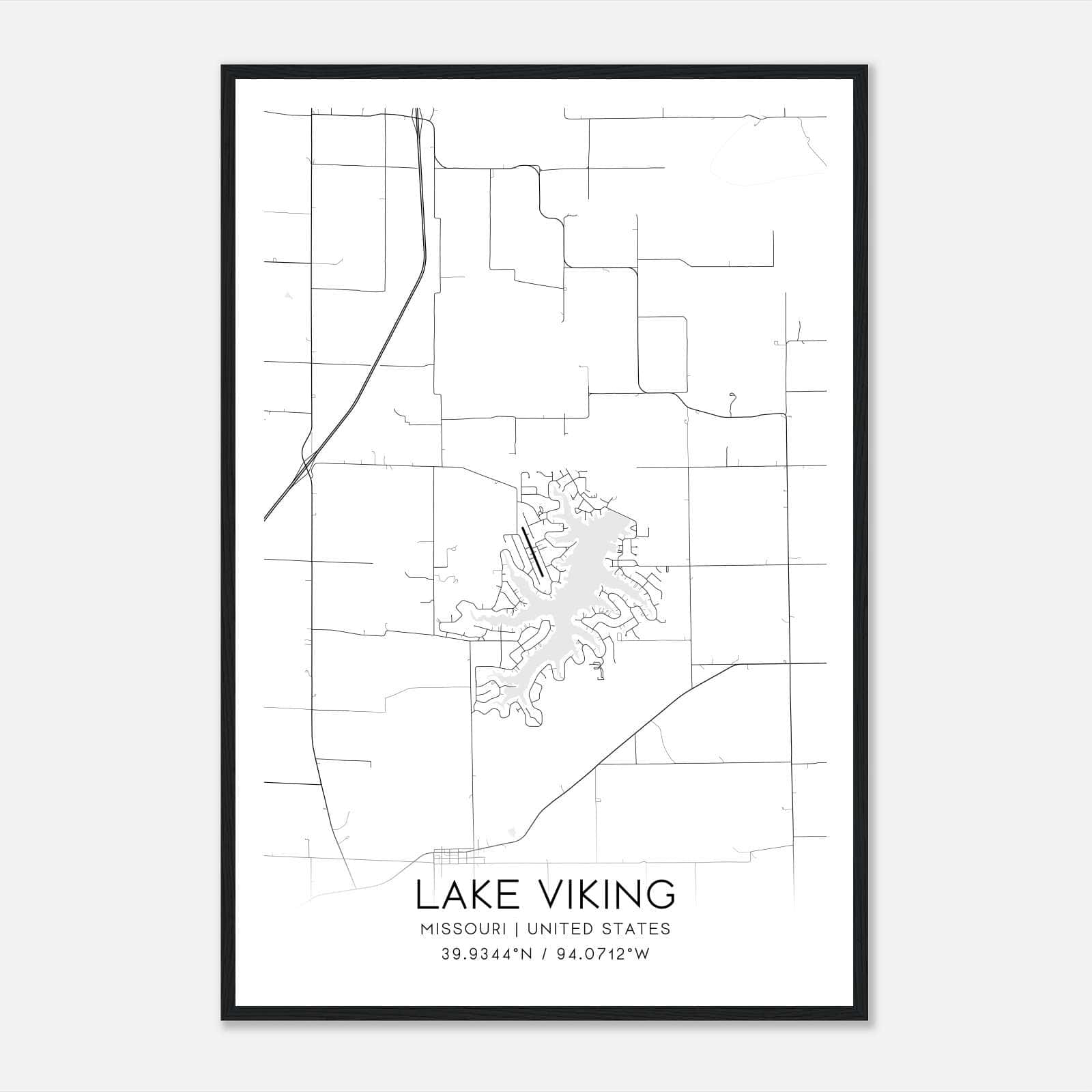 Lake Viking Missouri Map Poster, Modern Home Decor Wall Art Print Lake Viking Missouri Map Poster, Modern Home Decor Wall Art Print
