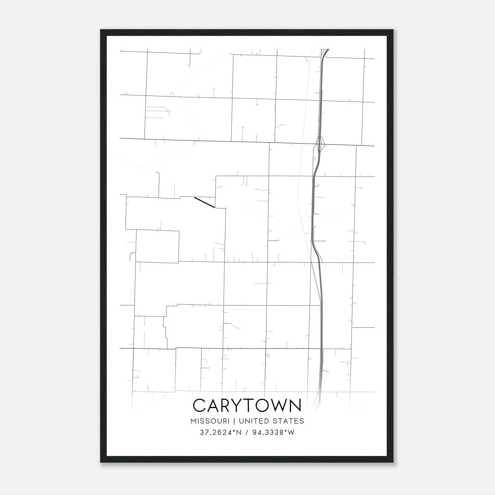 Carytown Missouri Map Poster, Modern Home Decor Wall Art Print Carytown Missouri Map Poster, Modern Home Decor Wall Art Print