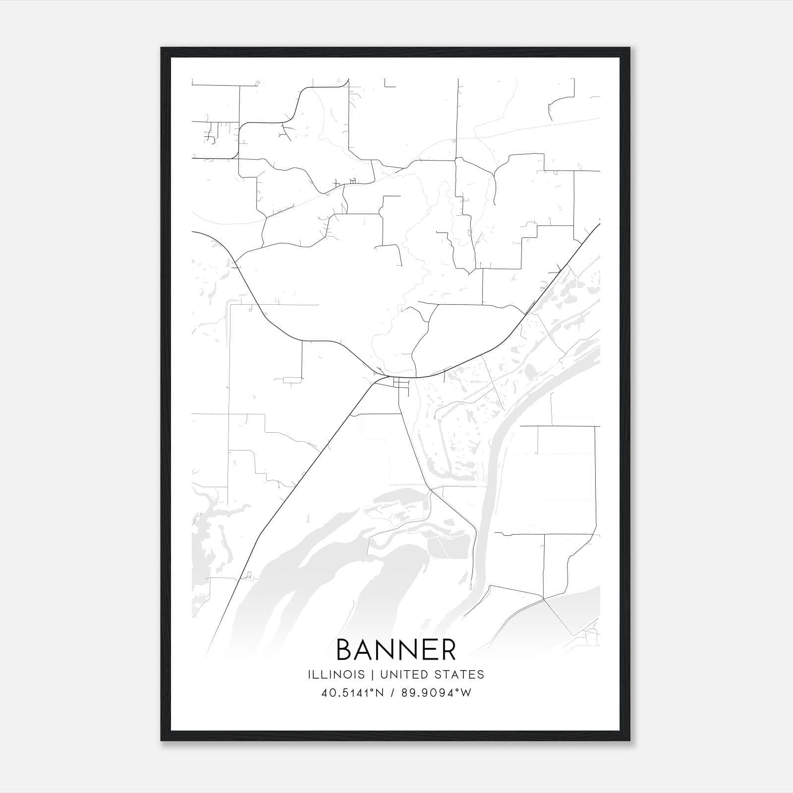 Banner Illinois Map Poster, Modern Home Decor Wall Art Print Banner Illinois Map Poster, Modern Home Decor Wall Art Print