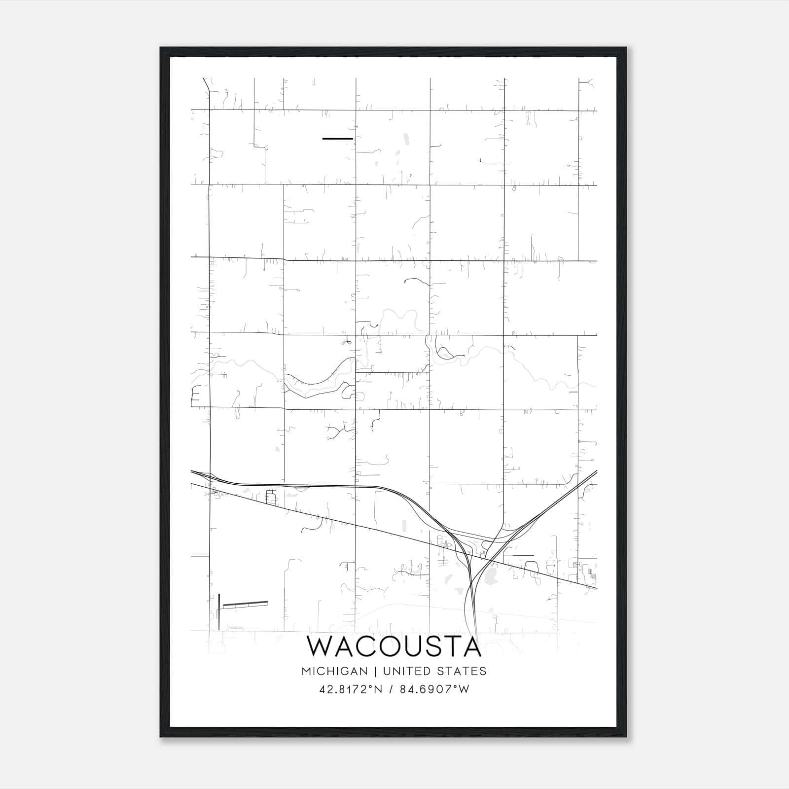 Wacousta Michigan Map Poster, Modern Home Decor Wall Art Print Wacousta Michigan Map Poster, Modern Home Decor Wall Art Print