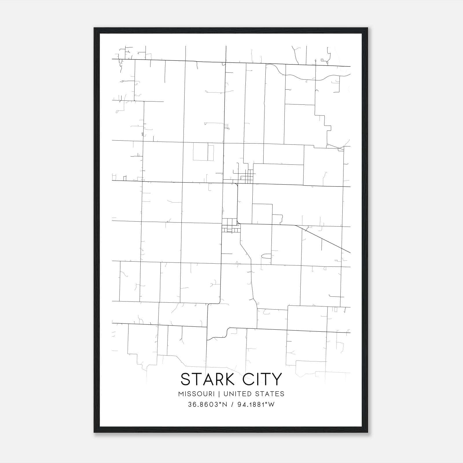 Stark City Missouri Map Poster, Modern Home Decor Wall Art Print Stark City Missouri Map Poster, Modern Home Decor Wall Art Print