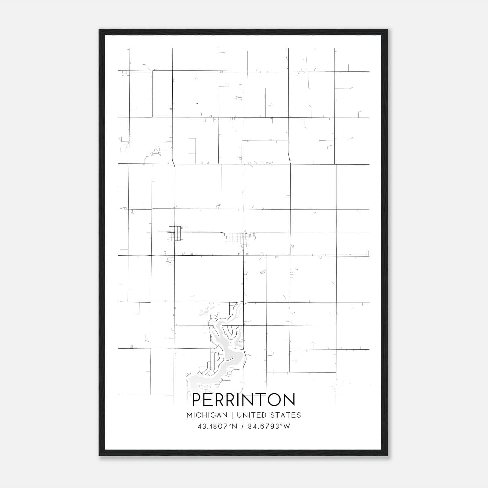 Perrinton Michigan Map Poster, Modern Home Decor Wall Art Print Perrinton Michigan Map Poster, Modern Home Decor Wall Art Print