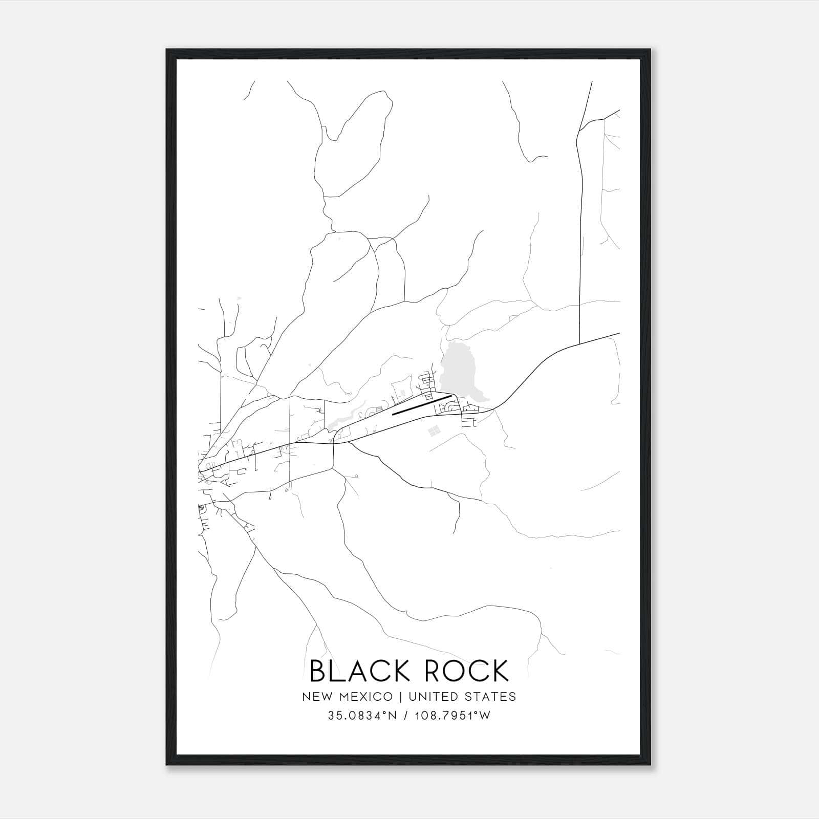 Black Rock New Mexico Map Poster, Modern Home Decor Wall Art Print Black Rock New Mexico Map Poster, Modern Home Decor Wall Art Print