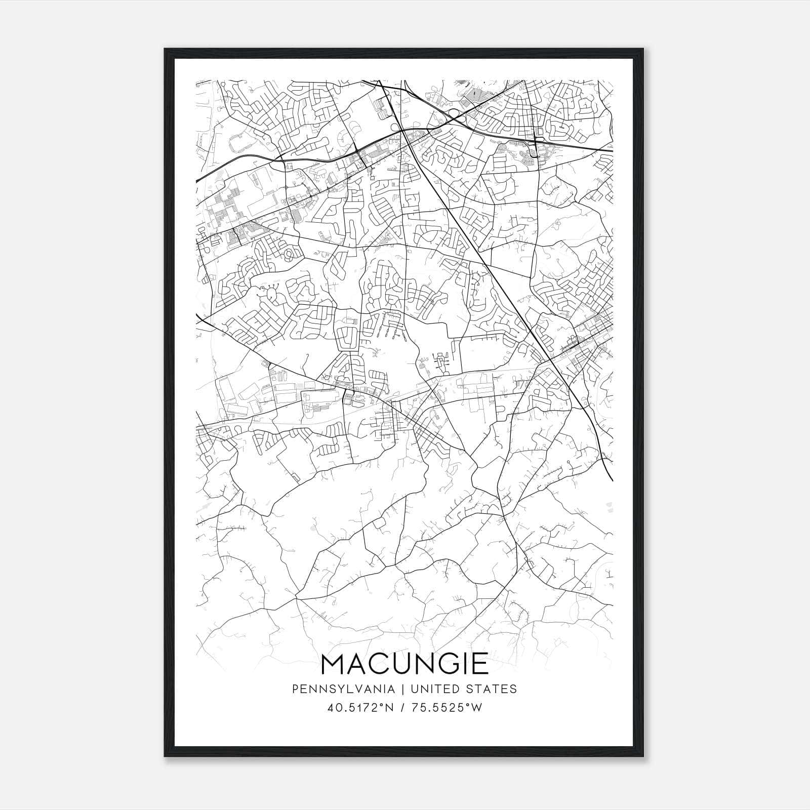 Macungie Pennsylvania Map Poster, Modern Home Decor Wall Art Print Macungie Pennsylvania Map Poster, Modern Home Decor Wall Art Print