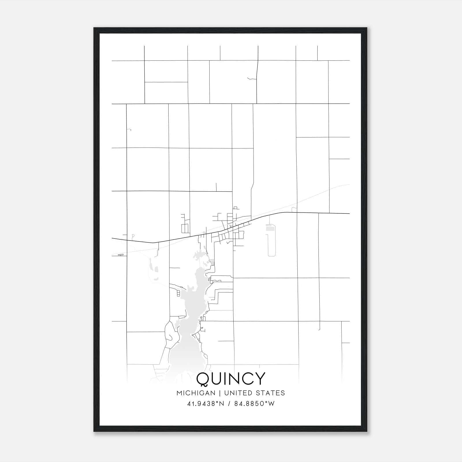 Quincy Michigan Map Poster, Modern Home Decor Wall Art Print Quincy Michigan Map Poster, Modern Home Decor Wall Art Print