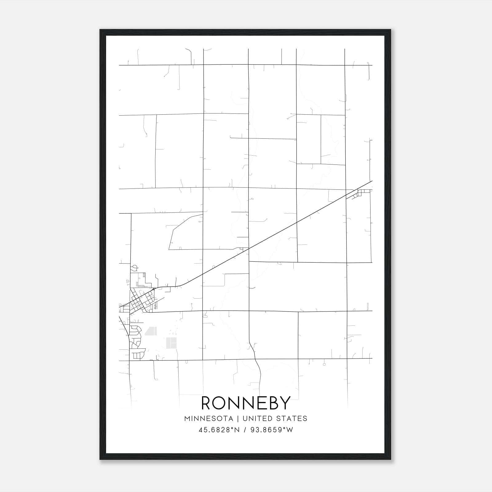 Ronneby Minnesota Map Poster, Modern Home Decor Wall Art Print Ronneby Minnesota Map Poster, Modern Home Decor Wall Art Print