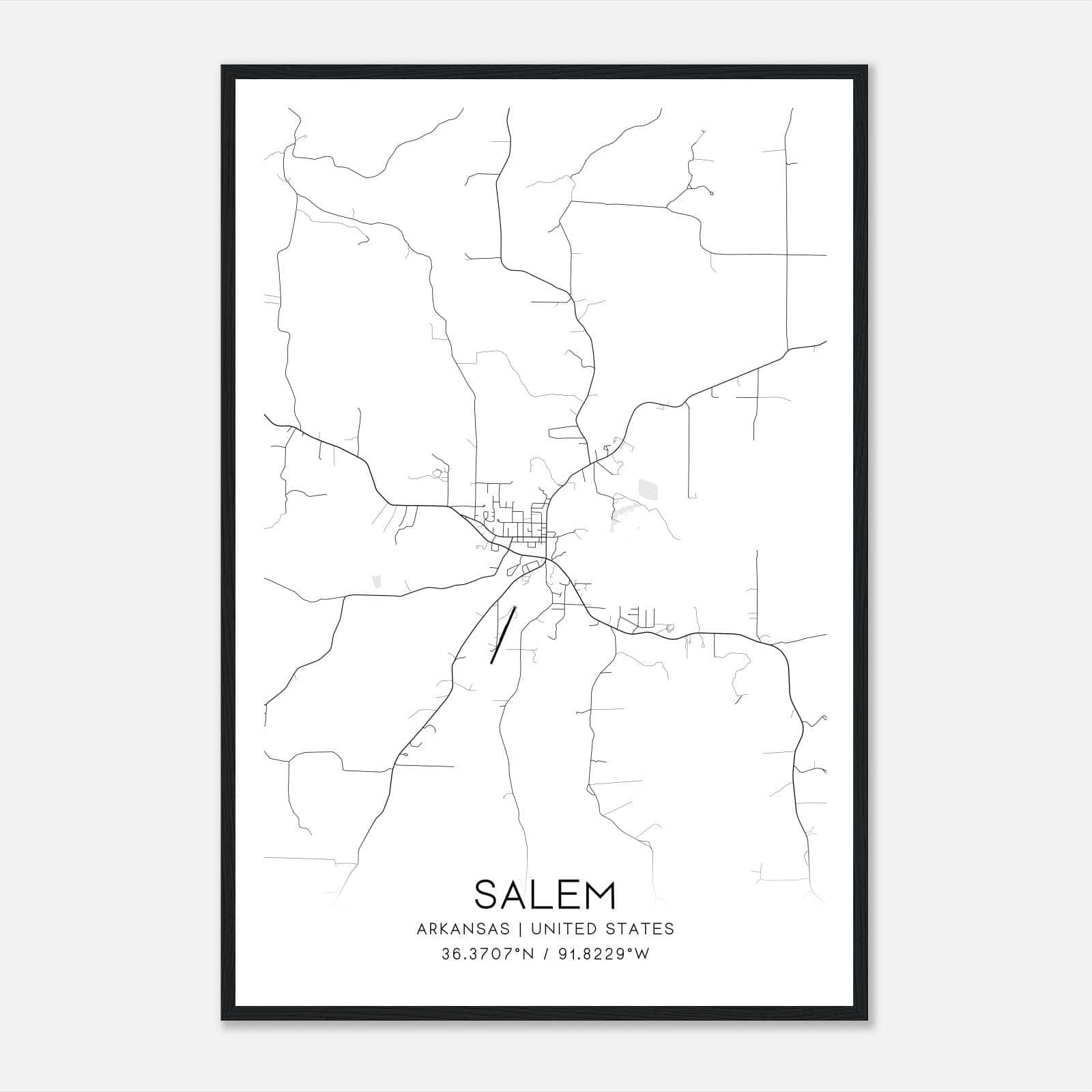 Salem Arkansas Map Poster, Modern Home Decor Wall Art Print Salem Arkansas Map Poster, Modern Home Decor Wall Art Print