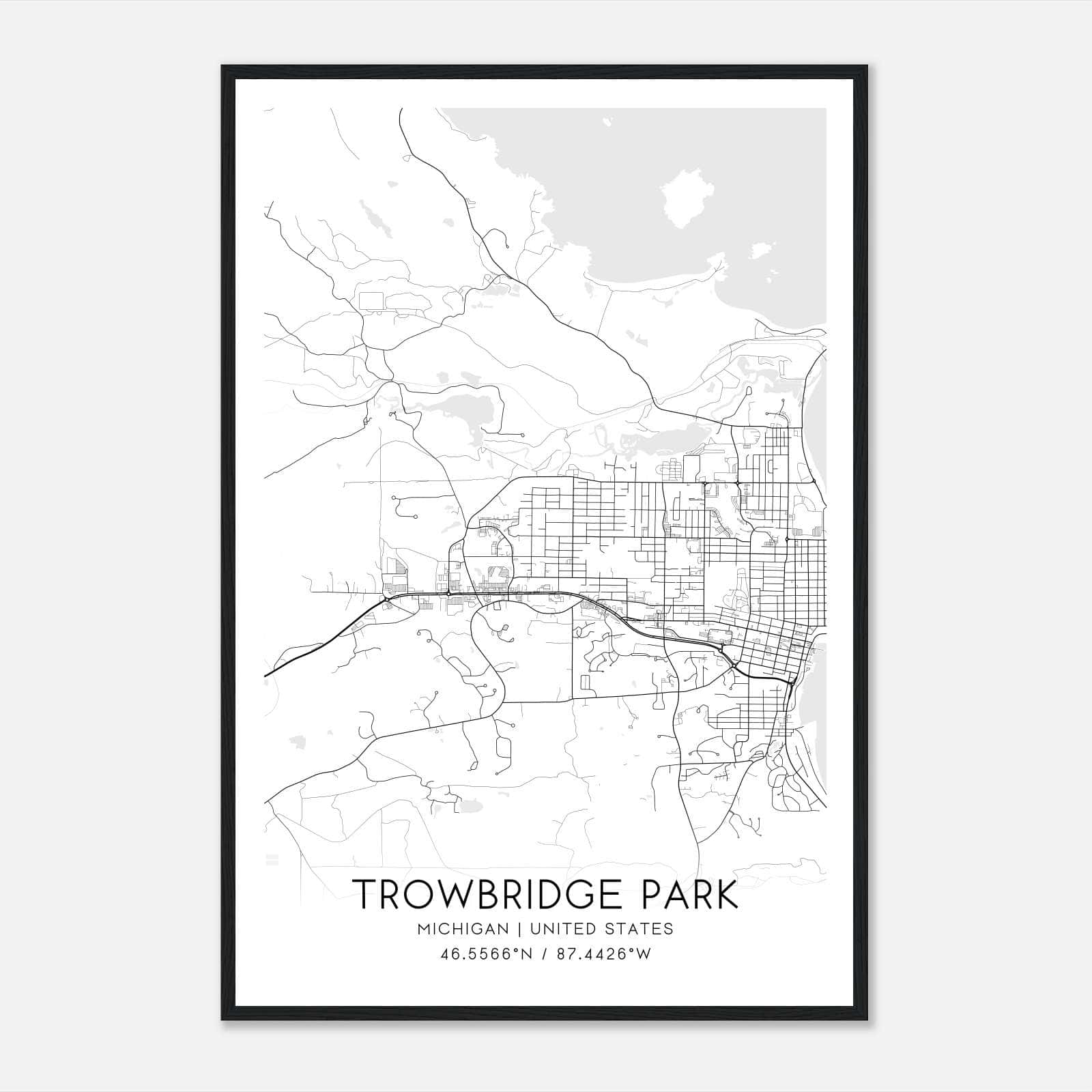 Trowbridge Park Michigan Map Poster, Modern Home Decor Wall Art Print Trowbridge Park Michigan Map Poster, Modern Home Decor Wall Art Print