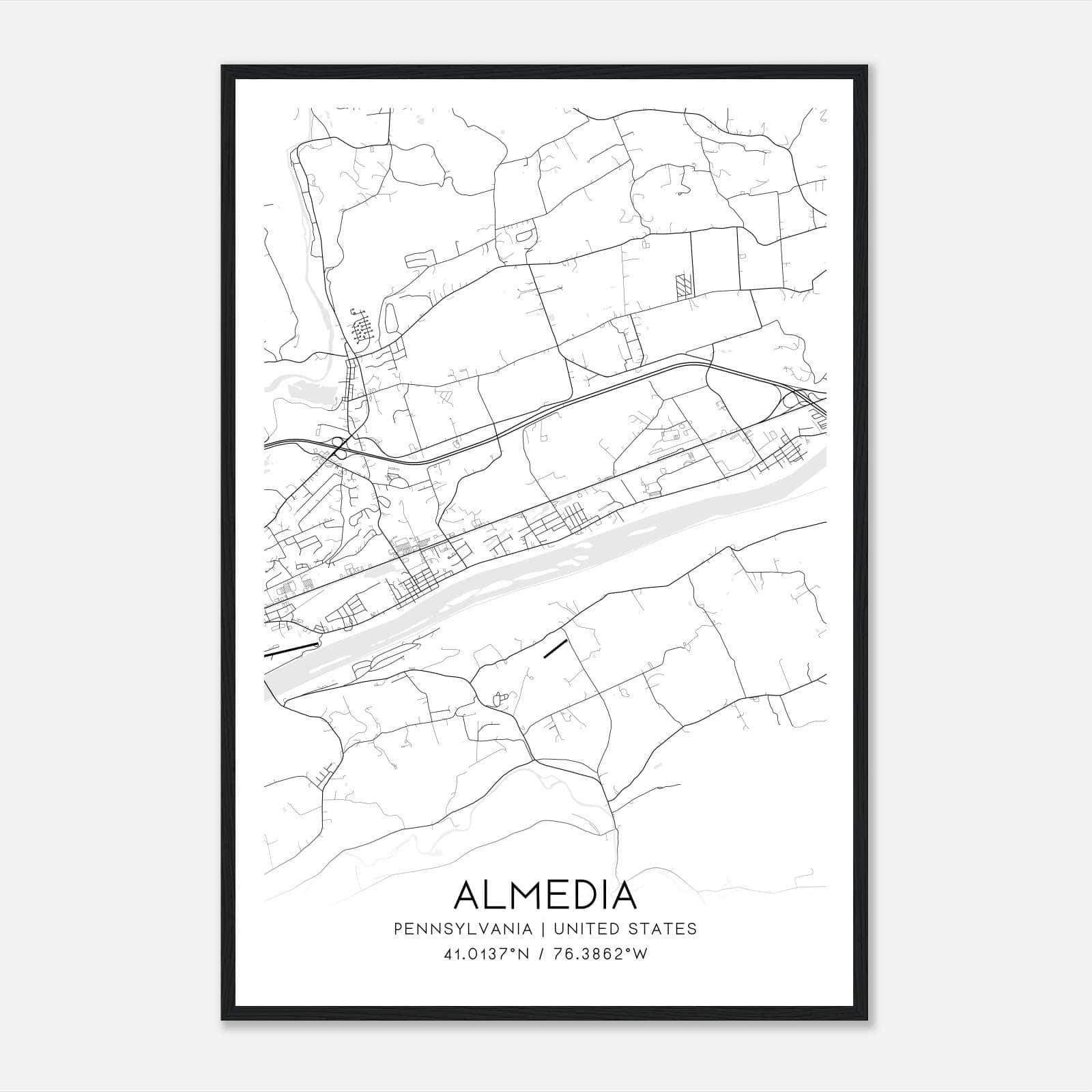 Almedia Pennsylvania Map Poster, Modern Home Decor Wall Art Print Almedia Pennsylvania Map Poster, Modern Home Decor Wall Art Print