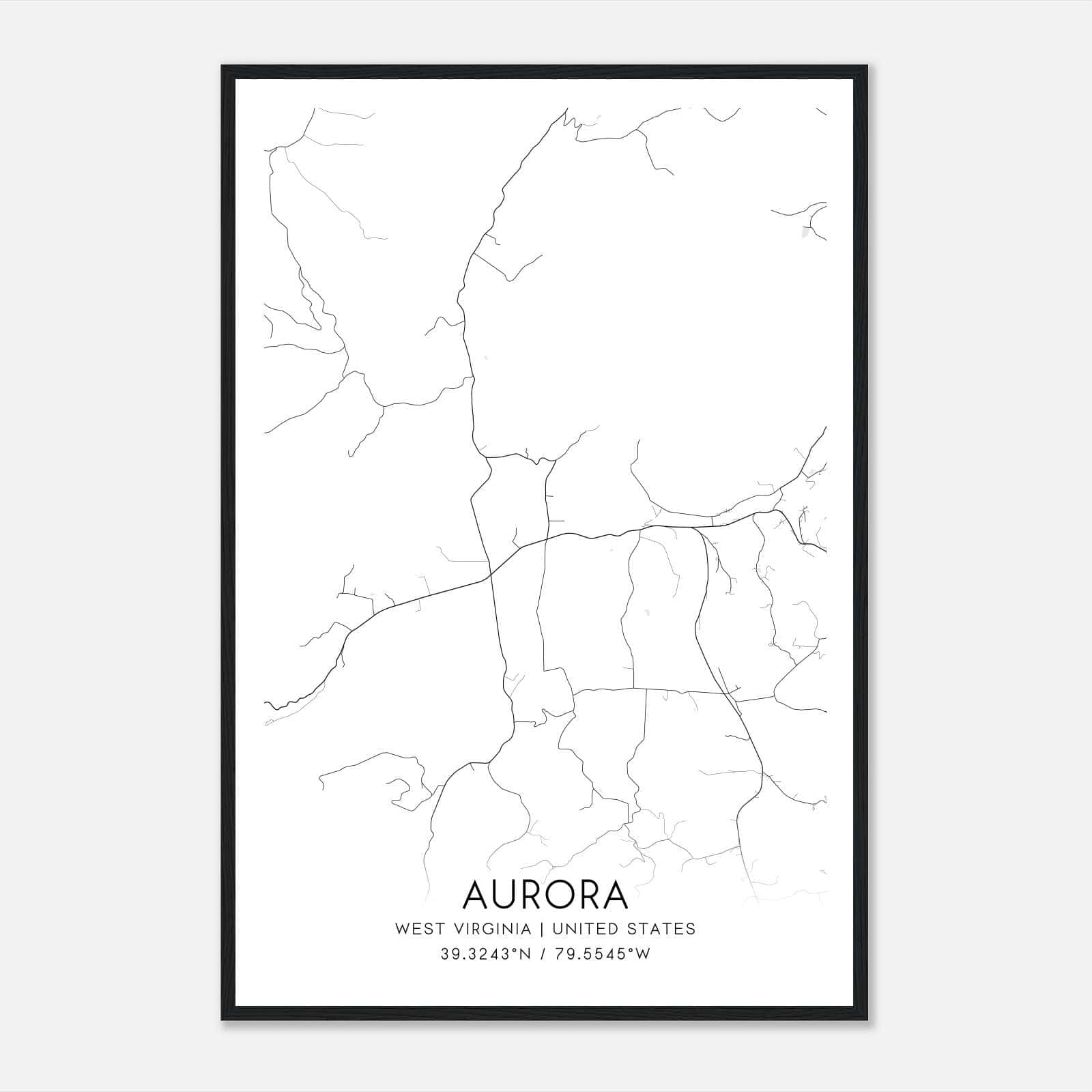 Aurora West Virginia Map Poster, Modern Home Decor Wall Art Print Aurora West Virginia Map Poster, Modern Home Decor Wall Art Print