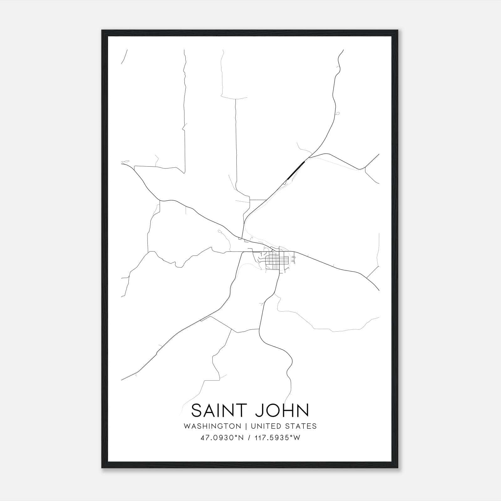 Saint John Washington Map Poster, Modern Home Decor Wall Art Print Saint John Washington Map Poster, Modern Home Decor Wall Art Print