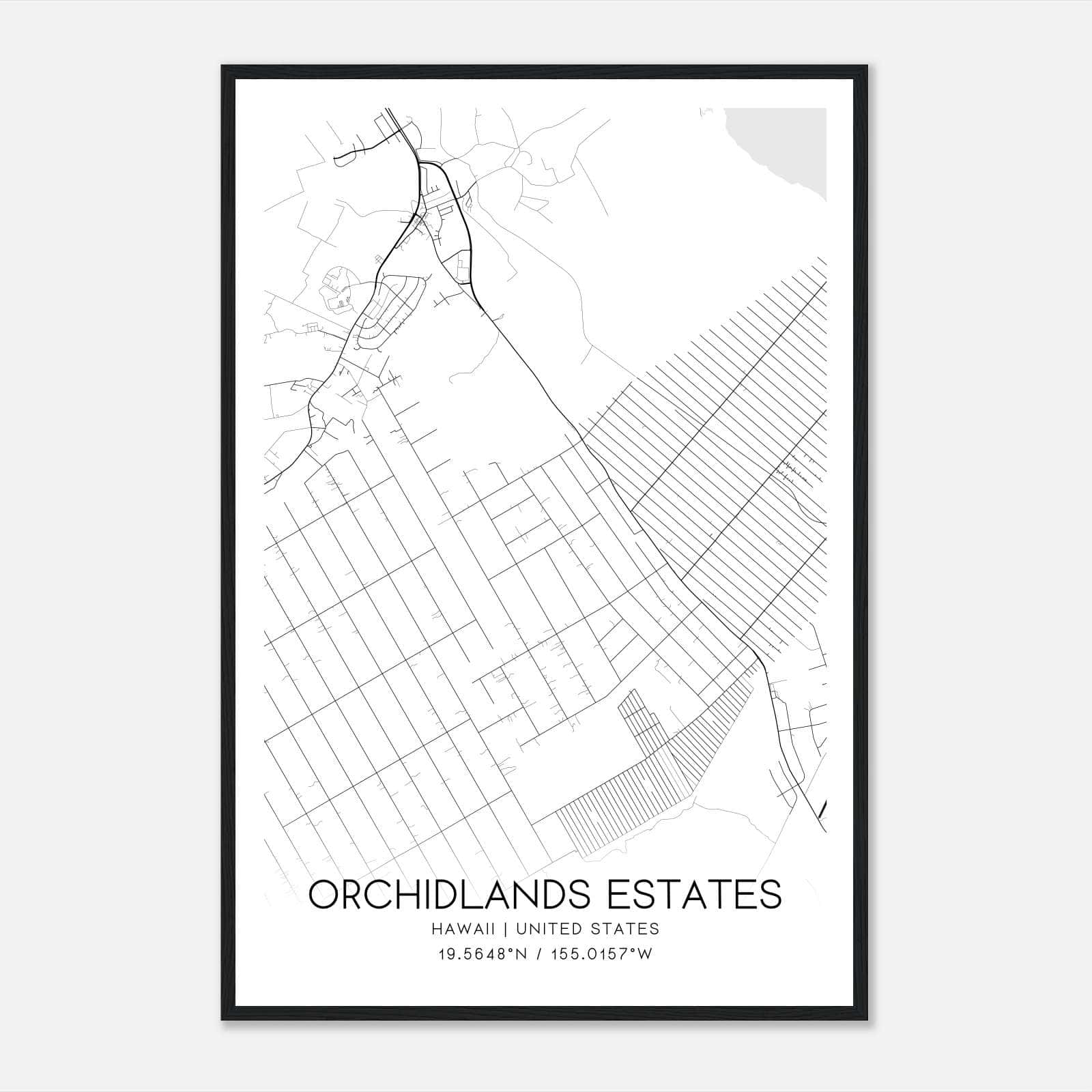 Orchidlands Estates Hawaii Map Poster, Modern Home Decor Wall Art Print Orchidlands Estates Hawaii Map Poster, Modern Home Decor Wall Art Print