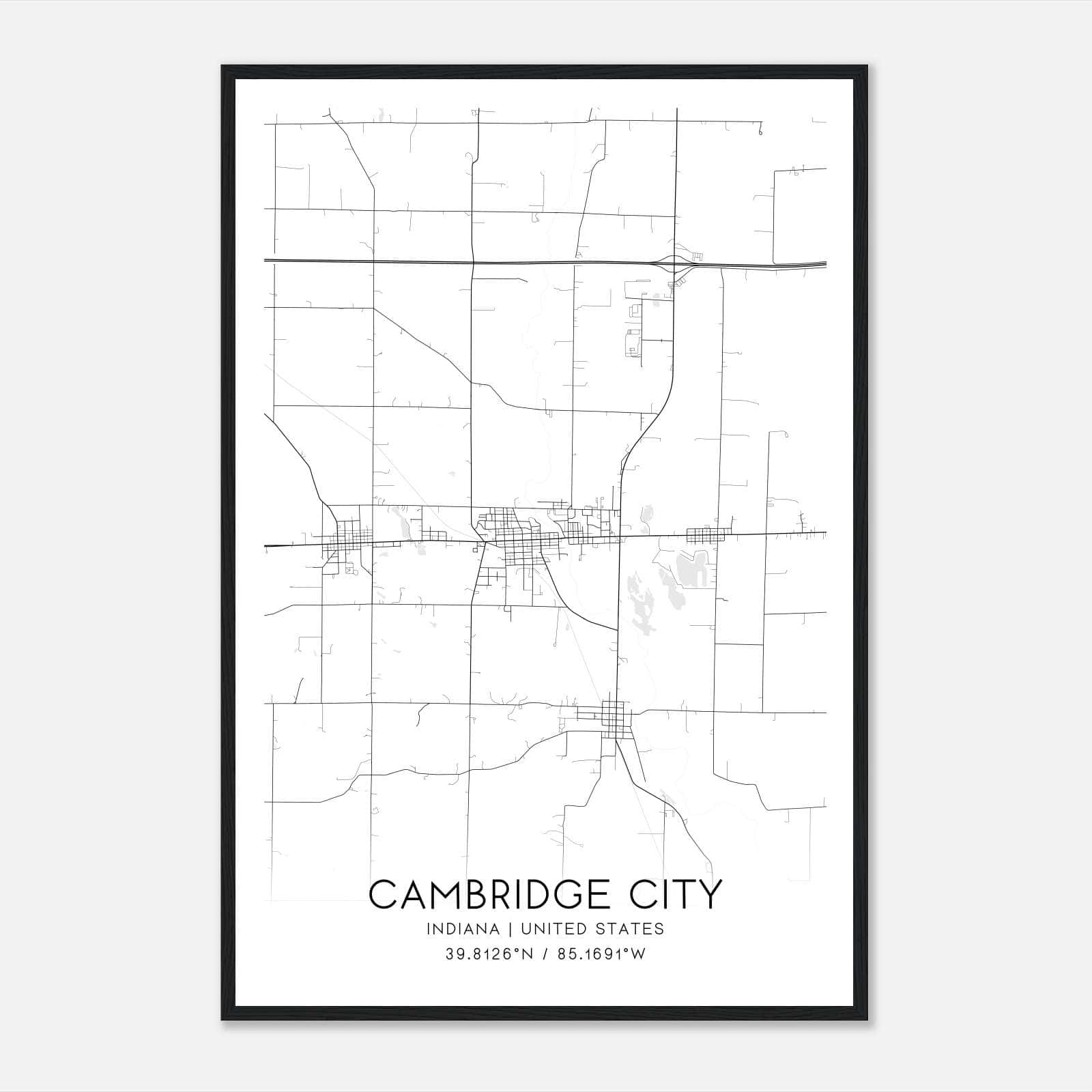Cambridge City Indiana Map Poster, Modern Home Decor Wall Art Print Cambridge City Indiana Map Poster, Modern Home Decor Wall Art Print