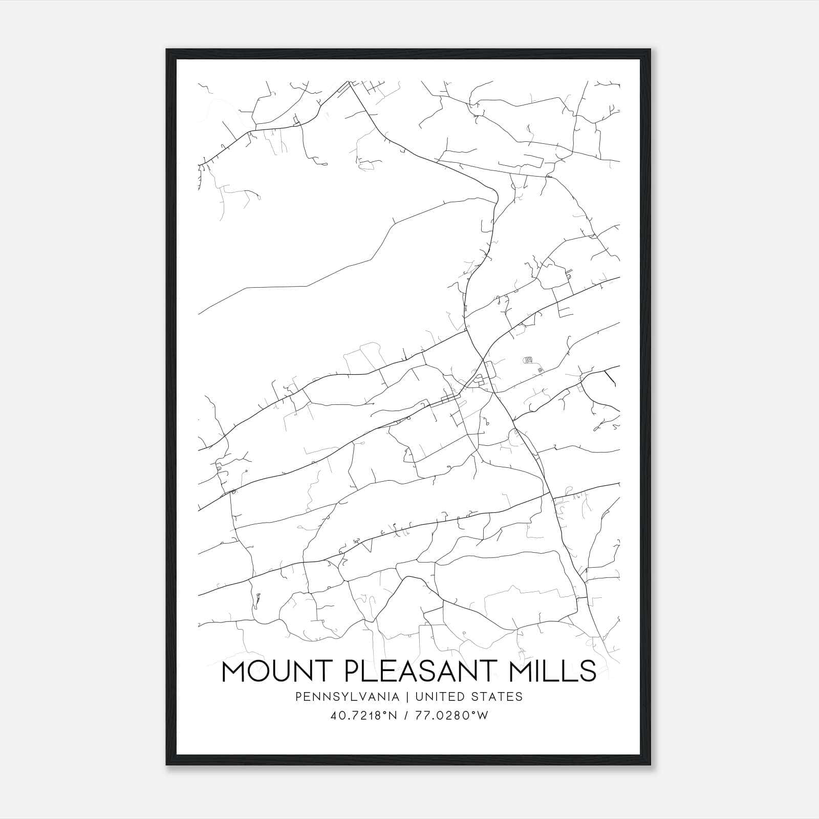 Mount Pleasant Mills Pennsylvania Map Poster, Modern Home Decor Wall Art Print Mount Pleasant Mills Pennsylvania Map Poster, Modern Home Decor Wall Art Print