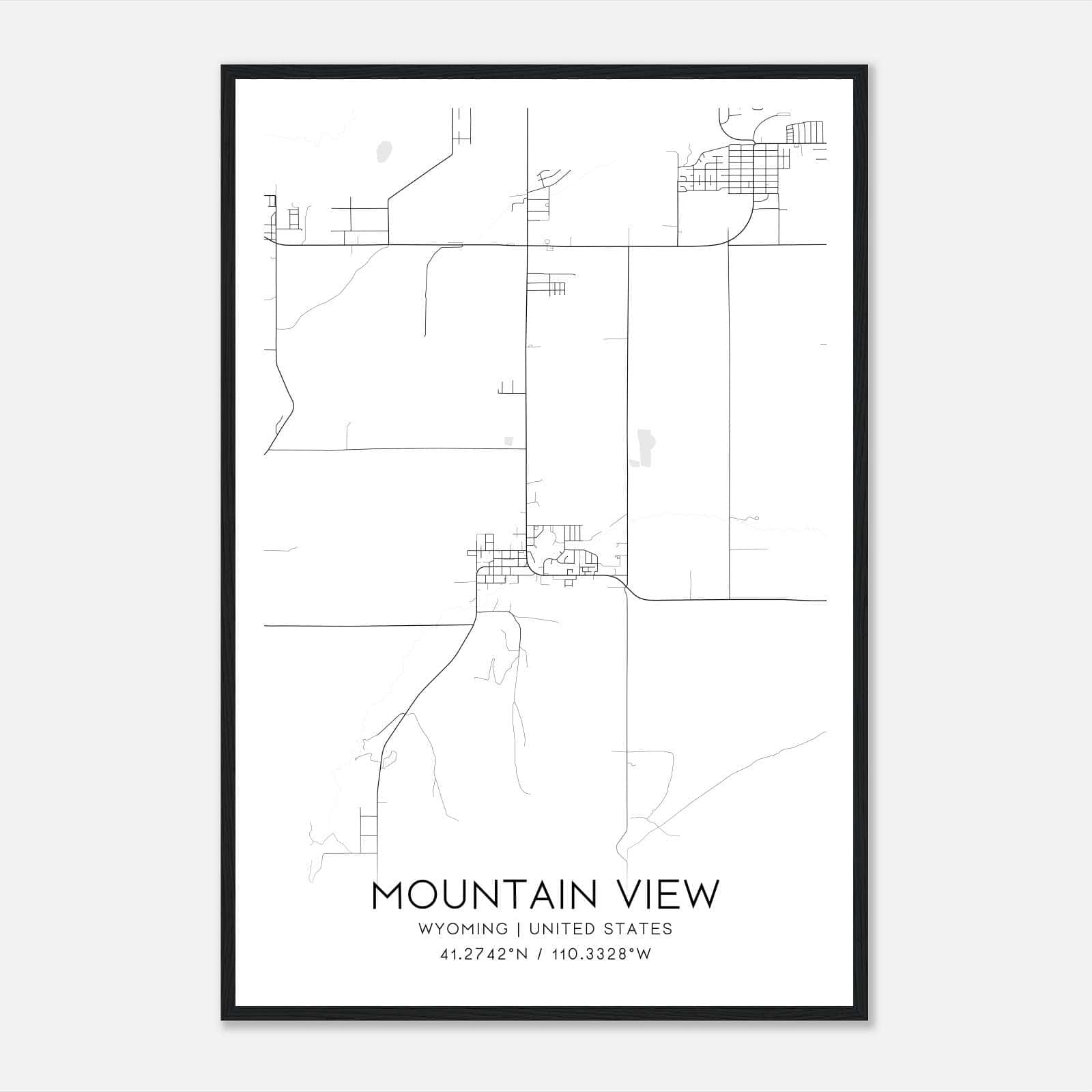 Mountain View Wyoming Map Poster, Modern Home Decor Wall Art Print Mountain View Wyoming Map Poster, Modern Home Decor Wall Art Print