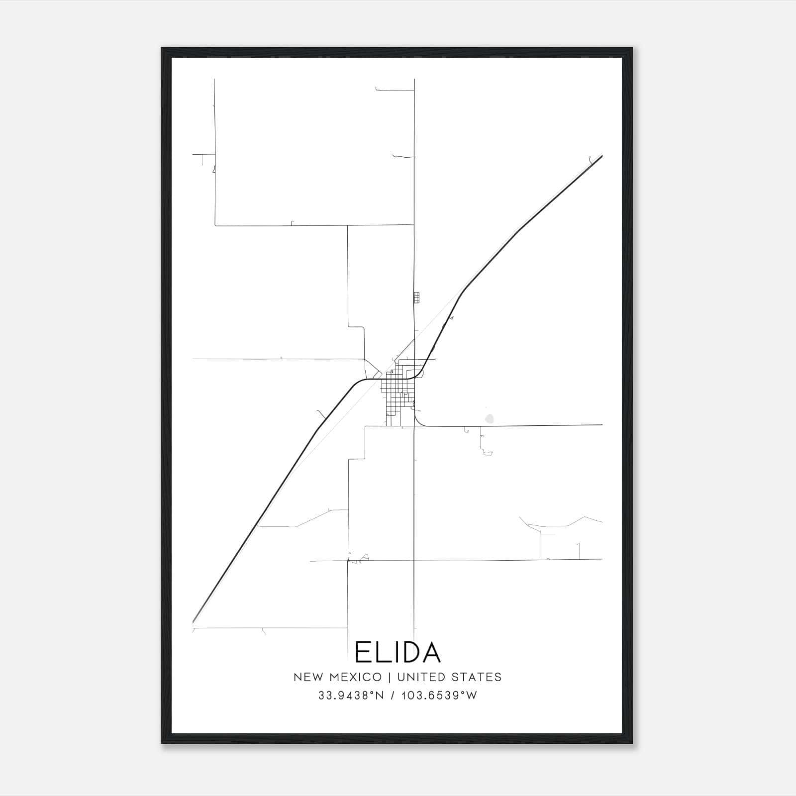 Elida New Mexico Map Poster, Modern Home Decor Wall Art Print Elida New Mexico Map Poster, Modern Home Decor Wall Art Print
