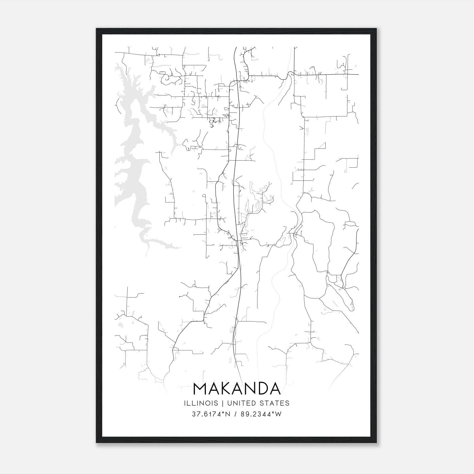 Makanda Illinois Map Poster, Modern Home Decor Wall Art Print Makanda Illinois Map Poster, Modern Home Decor Wall Art Print