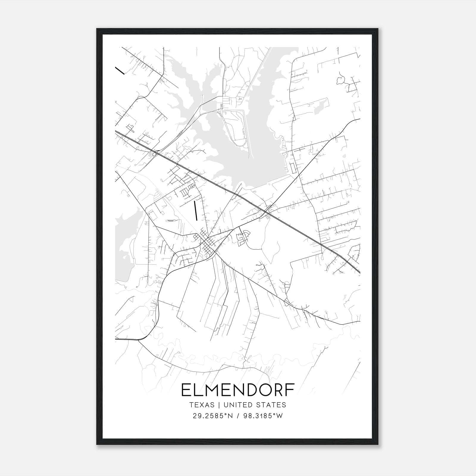 Elmendorf Texas Map Poster, Modern Home Decor Wall Art Print Elmendorf Texas Map Poster, Modern Home Decor Wall Art Print