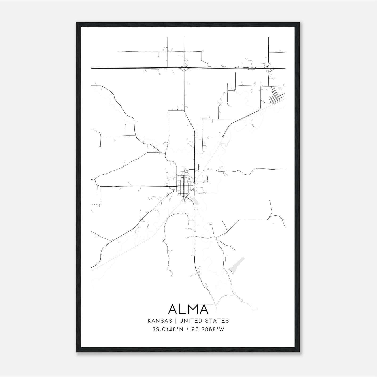Alma Kansas Map Poster, Modern Home Decor Wall Art Print Alma Kansas Map Poster, Modern Home Decor Wall Art Print