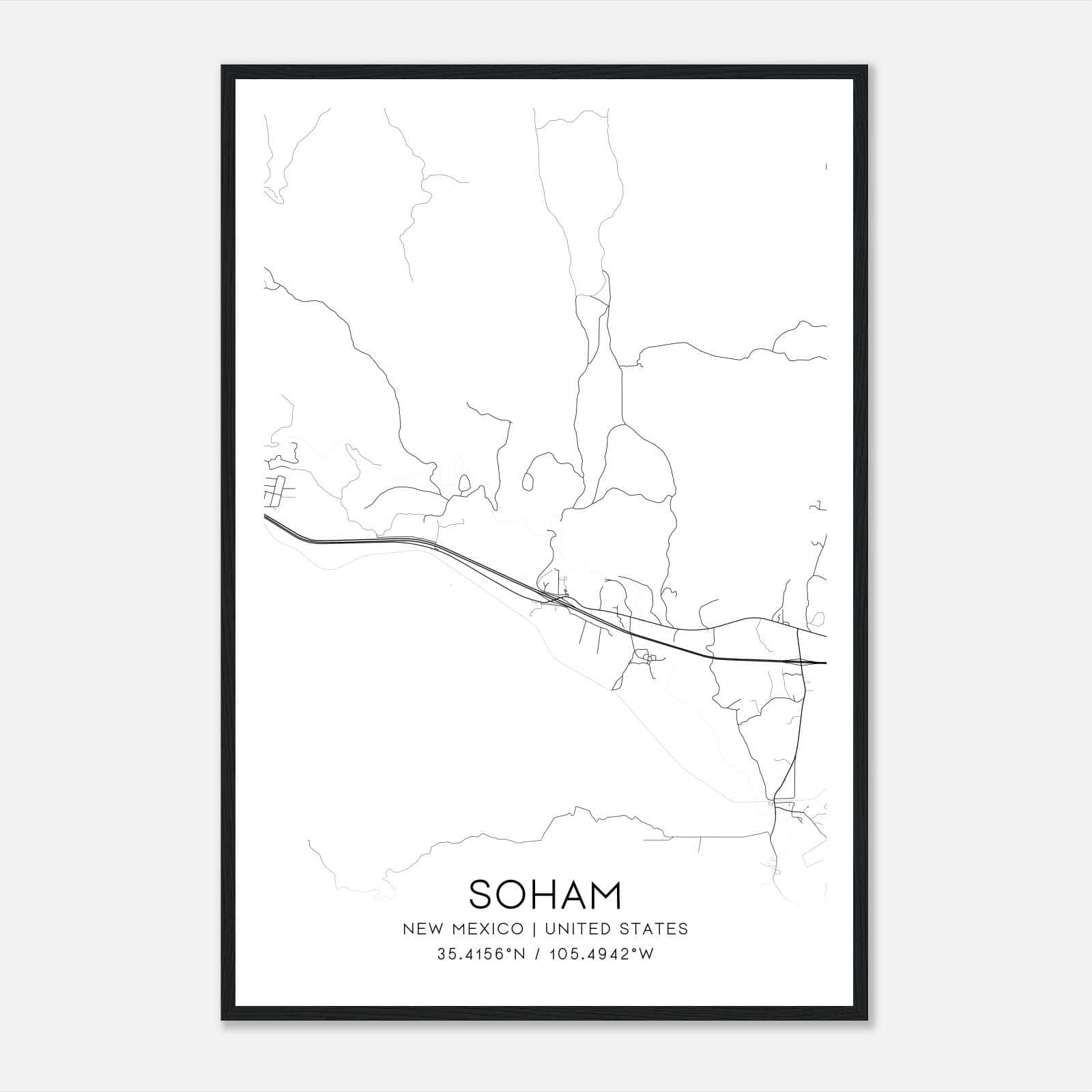 Soham New Mexico Map Poster, Modern Home Decor Wall Art Print Soham New Mexico Map Poster, Modern Home Decor Wall Art Print