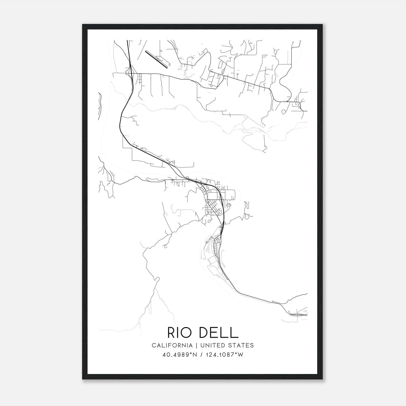 Rio Dell California Map Poster, Modern Home Decor Wall Art Print Rio Dell California Map Poster, Modern Home Decor Wall Art Print