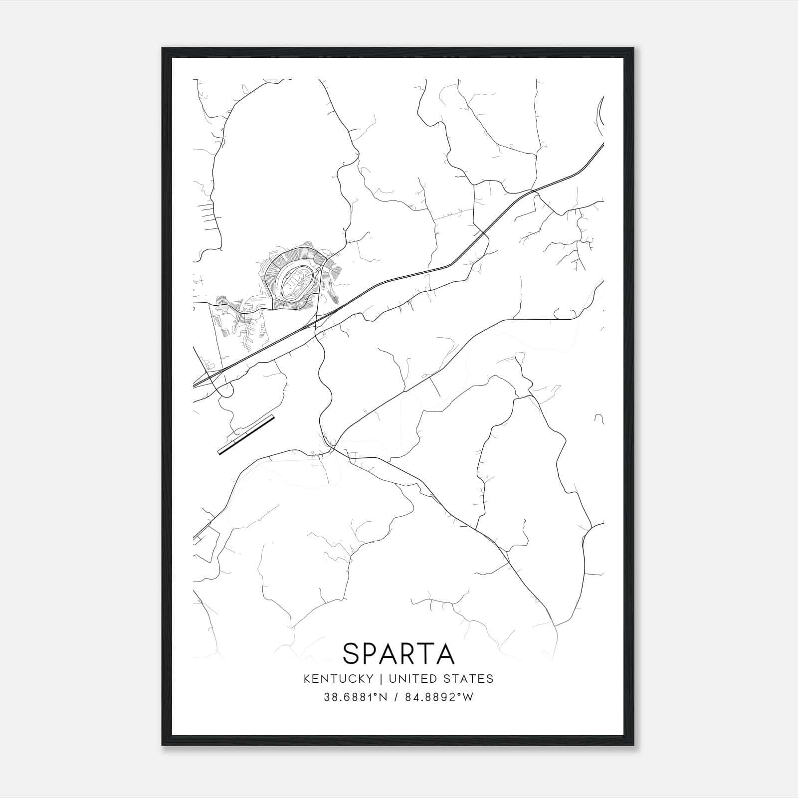 Sparta Kentucky Map Poster, Modern Home Decor Wall Art Print Sparta Kentucky Map Poster, Modern Home Decor Wall Art Print