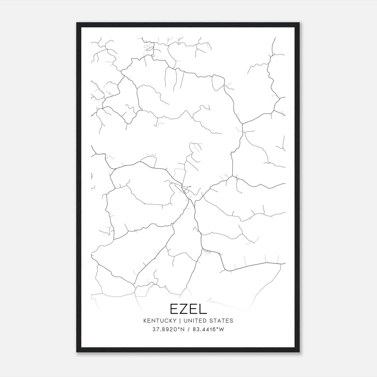 Ezel Kentucky Map Poster, Modern Home Decor Wall Art Print Ezel Kentucky Map Poster, Modern Home Decor Wall Art Print