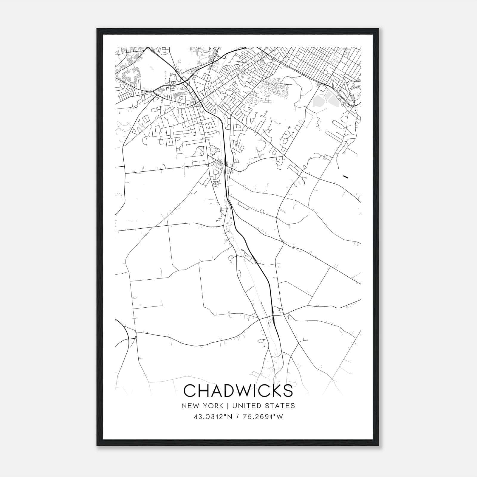 Chadwicks New York Map Poster, Modern Home Decor Wall Art Print Chadwicks New York Map Poster, Modern Home Decor Wall Art Print