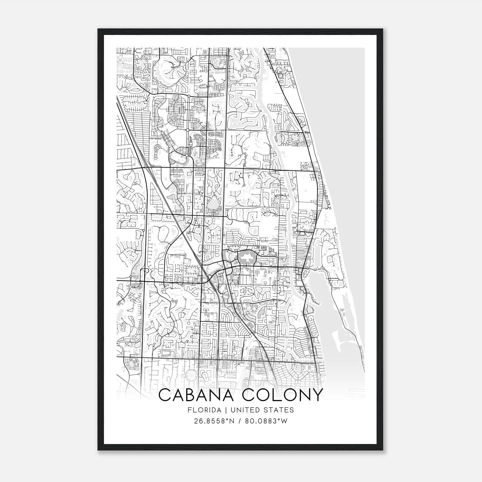 Cabana Colony Florida Map Poster, Modern Home Decor Wall Art Print Cabana Colony Florida Map Poster, Modern Home Decor Wall Art Print