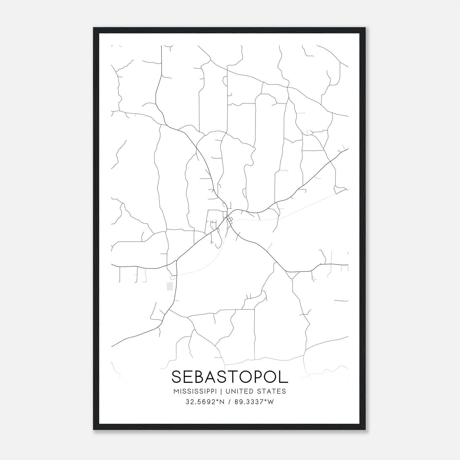 Sebastopol Mississippi Map Poster, Modern Home Decor Wall Art Print Sebastopol Mississippi Map Poster, Modern Home Decor Wall Art Print