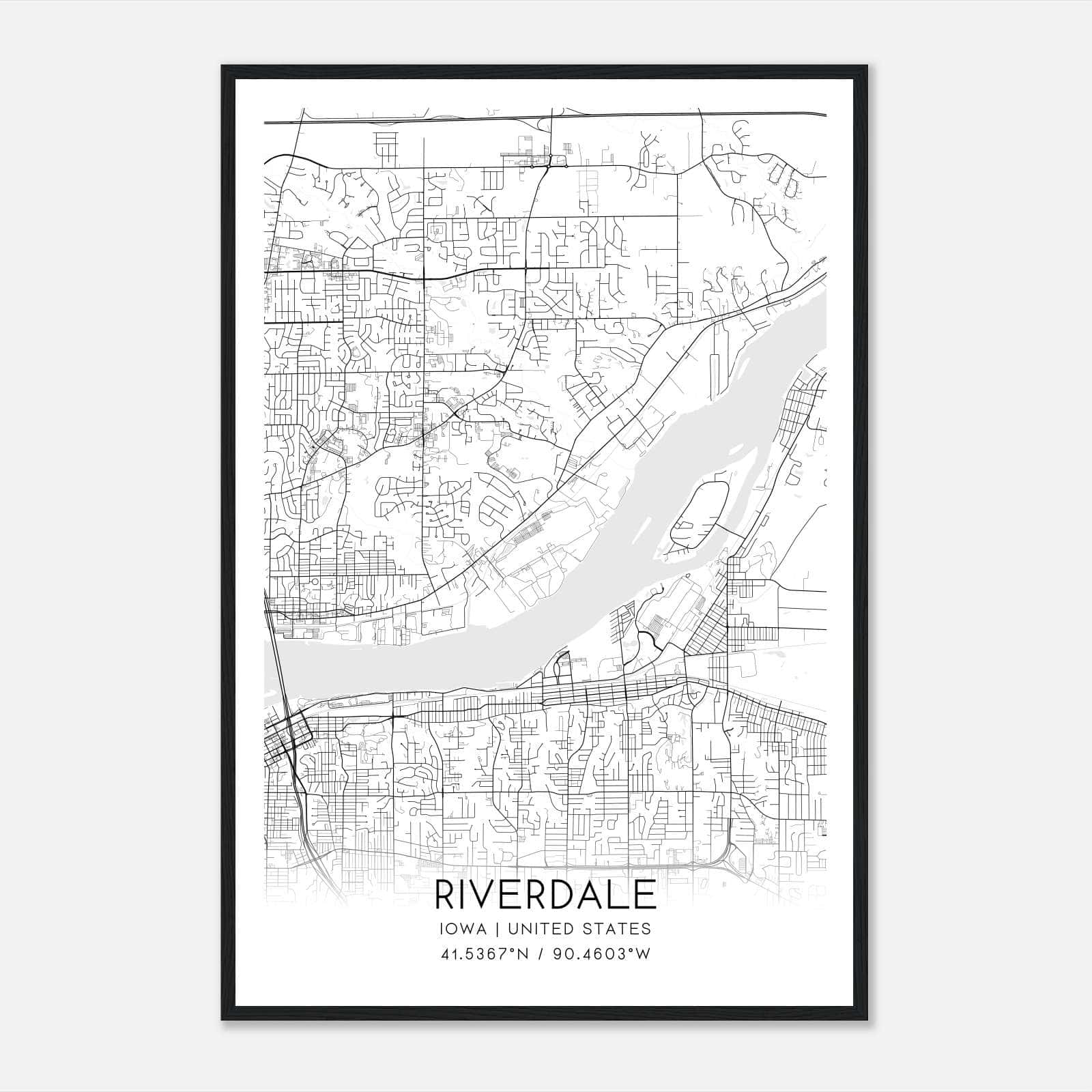 Riverdale Iowa Map Poster, Modern Home Decor Wall Art Print Riverdale Iowa Map Poster, Modern Home Decor Wall Art Print
