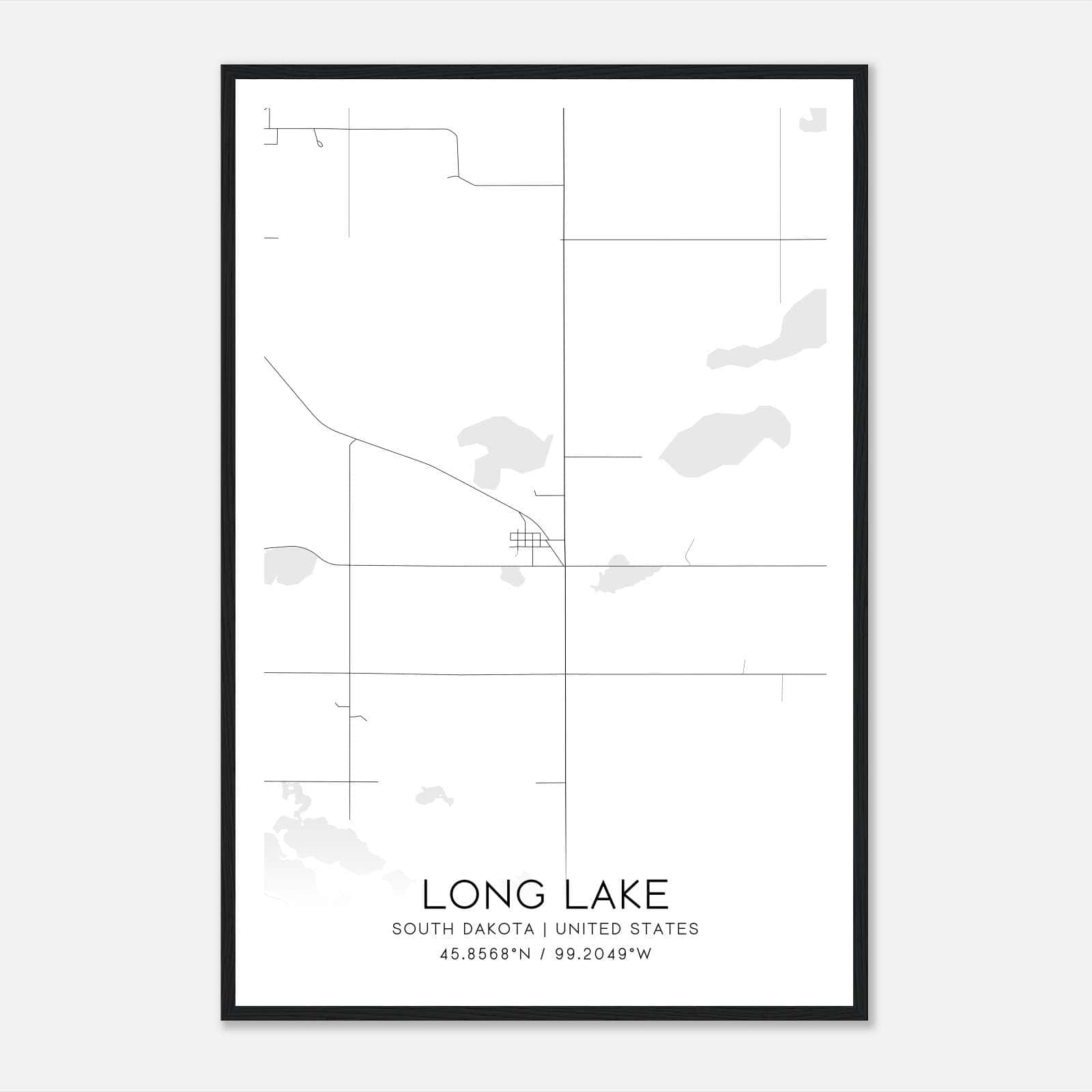 Long Lake South Dakota Map Poster, Modern Home Decor Wall Art Print Long Lake South Dakota Map Poster, Modern Home Decor Wall Art Print