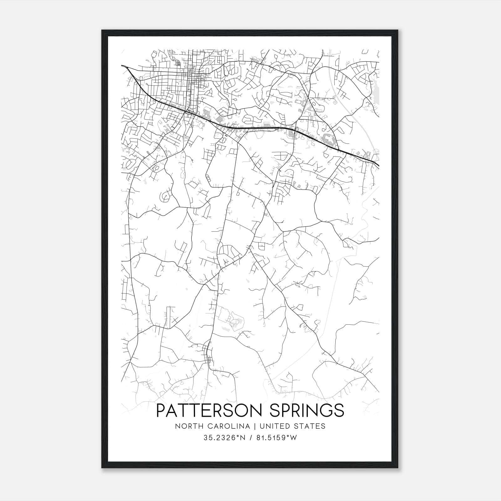 Patterson Springs North Carolina Map Poster, Modern Home Decor Wall Art Print Patterson Springs North Carolina Map Poster, Modern Home Decor Wall Art Print
