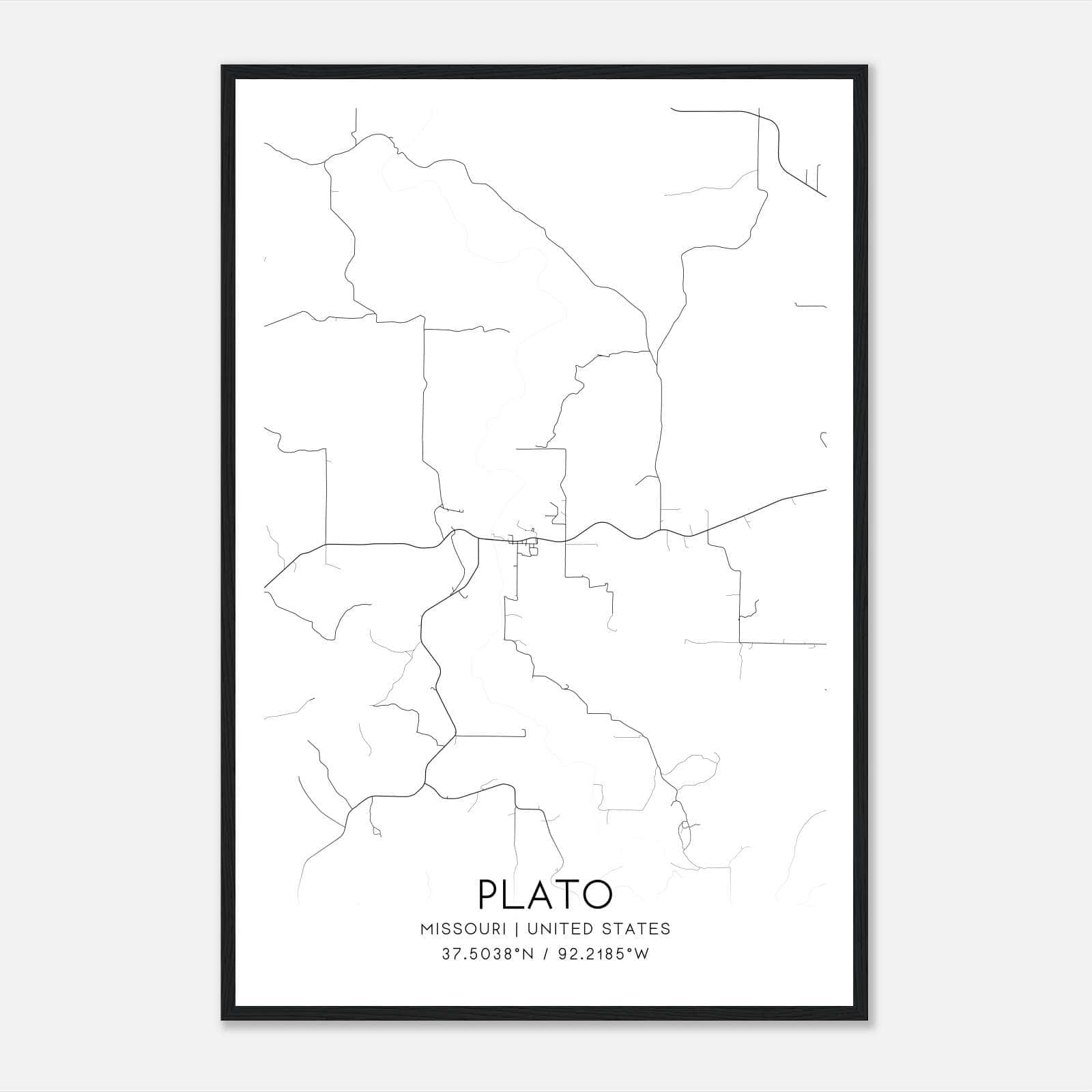 Plato Missouri Map Poster, Modern Home Decor Wall Art Print Plato Missouri Map Poster, Modern Home Decor Wall Art Print
