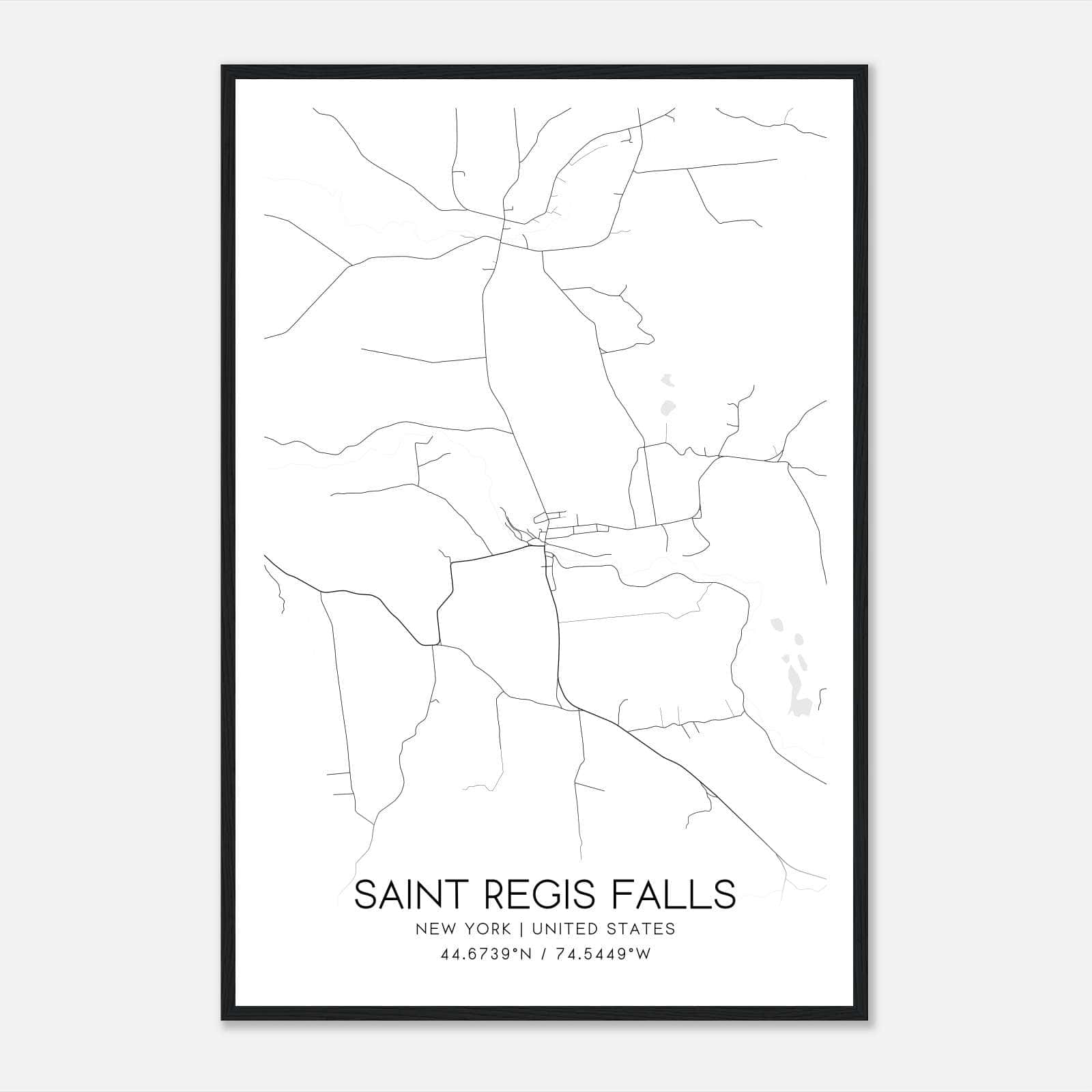Saint Regis Falls New York Map Poster, Modern Home Decor Wall Art Print Saint Regis Falls New York Map Poster, Modern Home Decor Wall Art Print