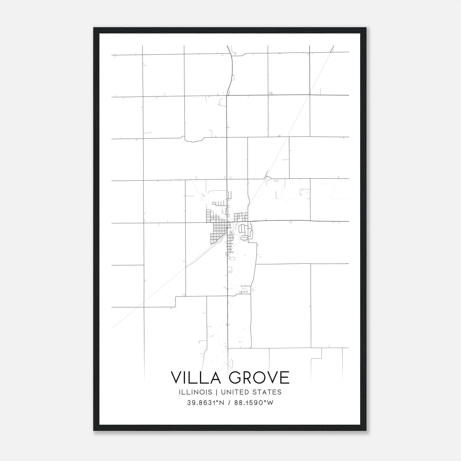 Villa Grove Illinois Map Poster, Modern Home Decor Wall Art Print Villa Grove Illinois Map Poster, Modern Home Decor Wall Art Print