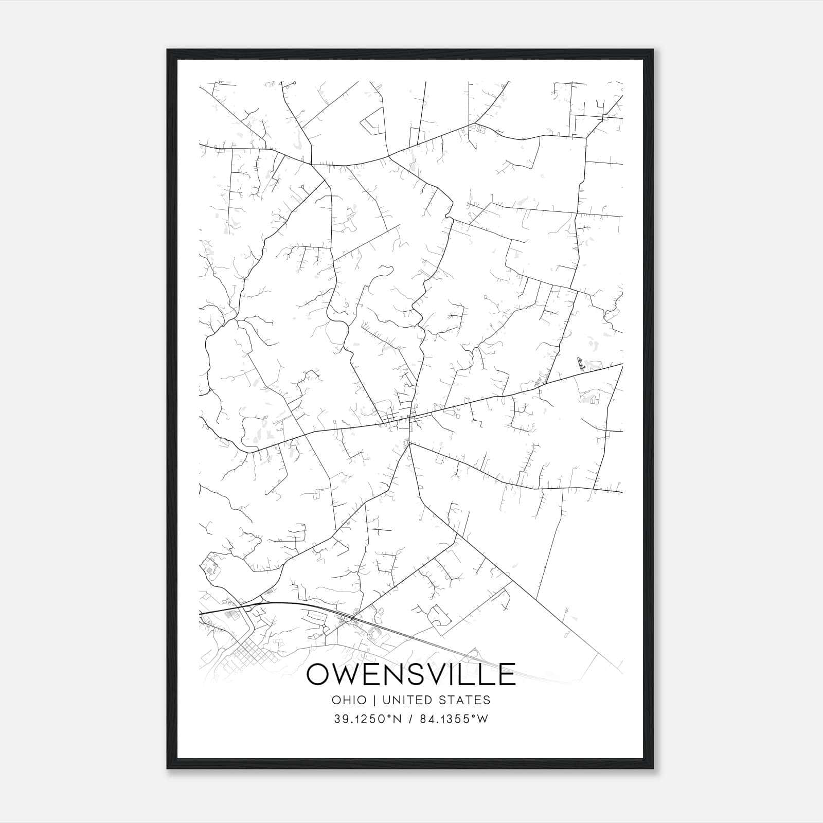 Owensville Ohio Map Poster, Modern Home Decor Wall Art Print Owensville Ohio Map Poster, Modern Home Decor Wall Art Print