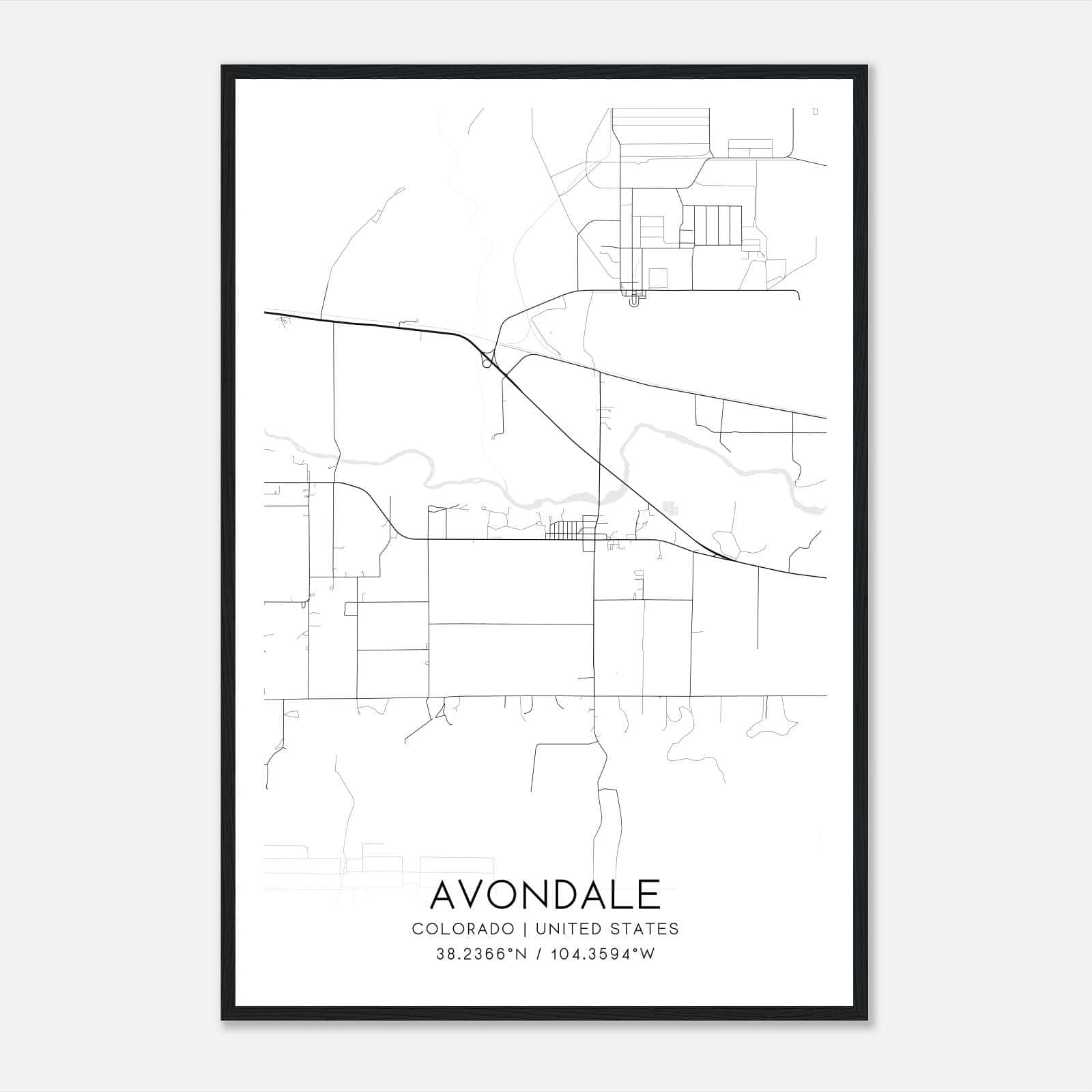 Avondale Colorado Map Poster, Modern Home Decor Wall Art Print Avondale Colorado Map Poster, Modern Home Decor Wall Art Print