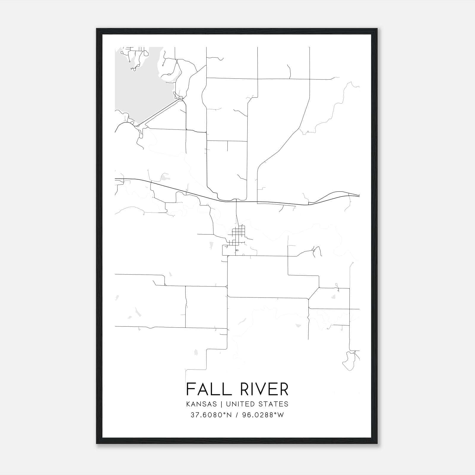 Fall River Kansas Map Poster, Modern Home Decor Wall Art Print Fall River Kansas Map Poster, Modern Home Decor Wall Art Print